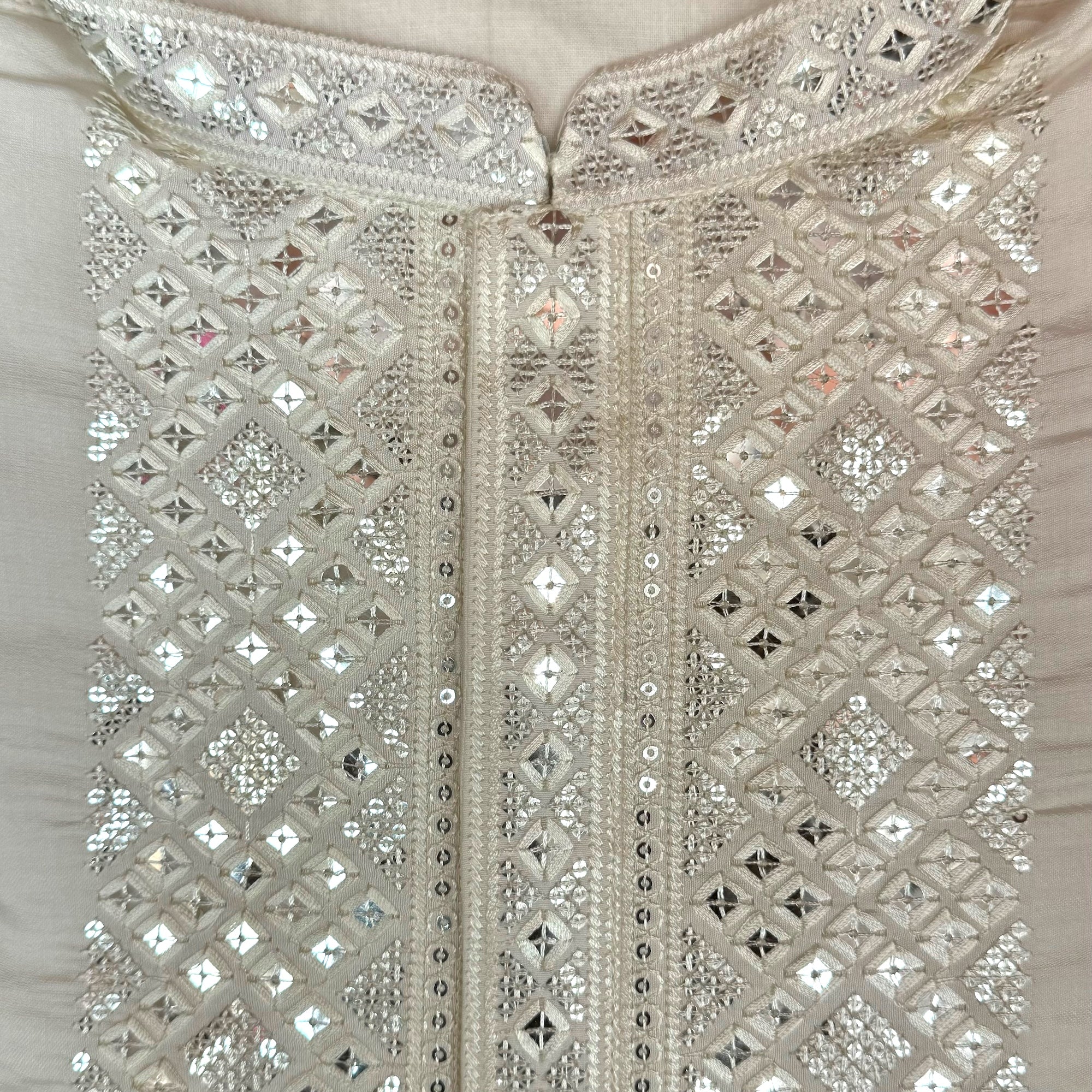 Ivory Mirror Sequin Yoke Kurta Set