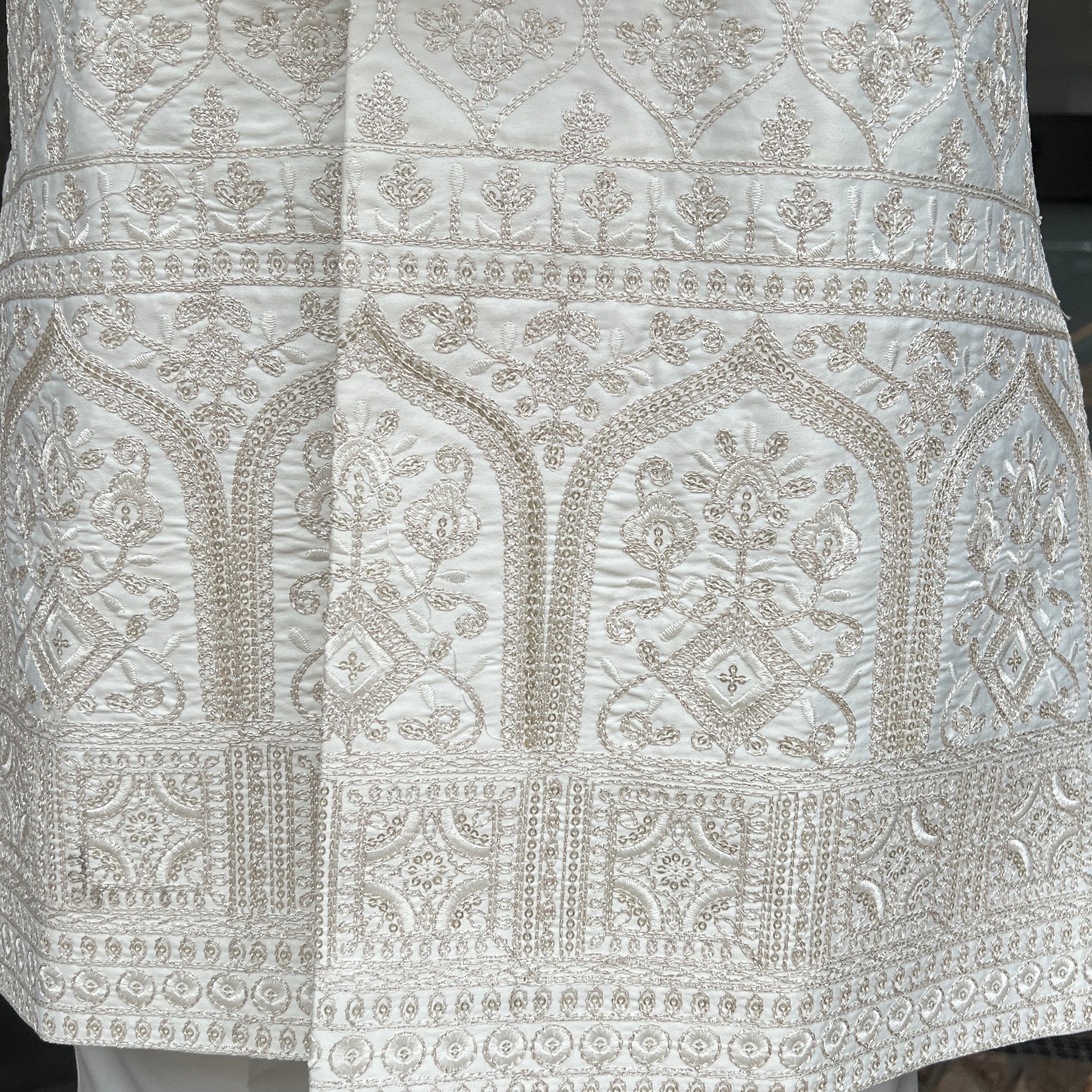 Cream Embroidered Sherwani - Vintage India NYC