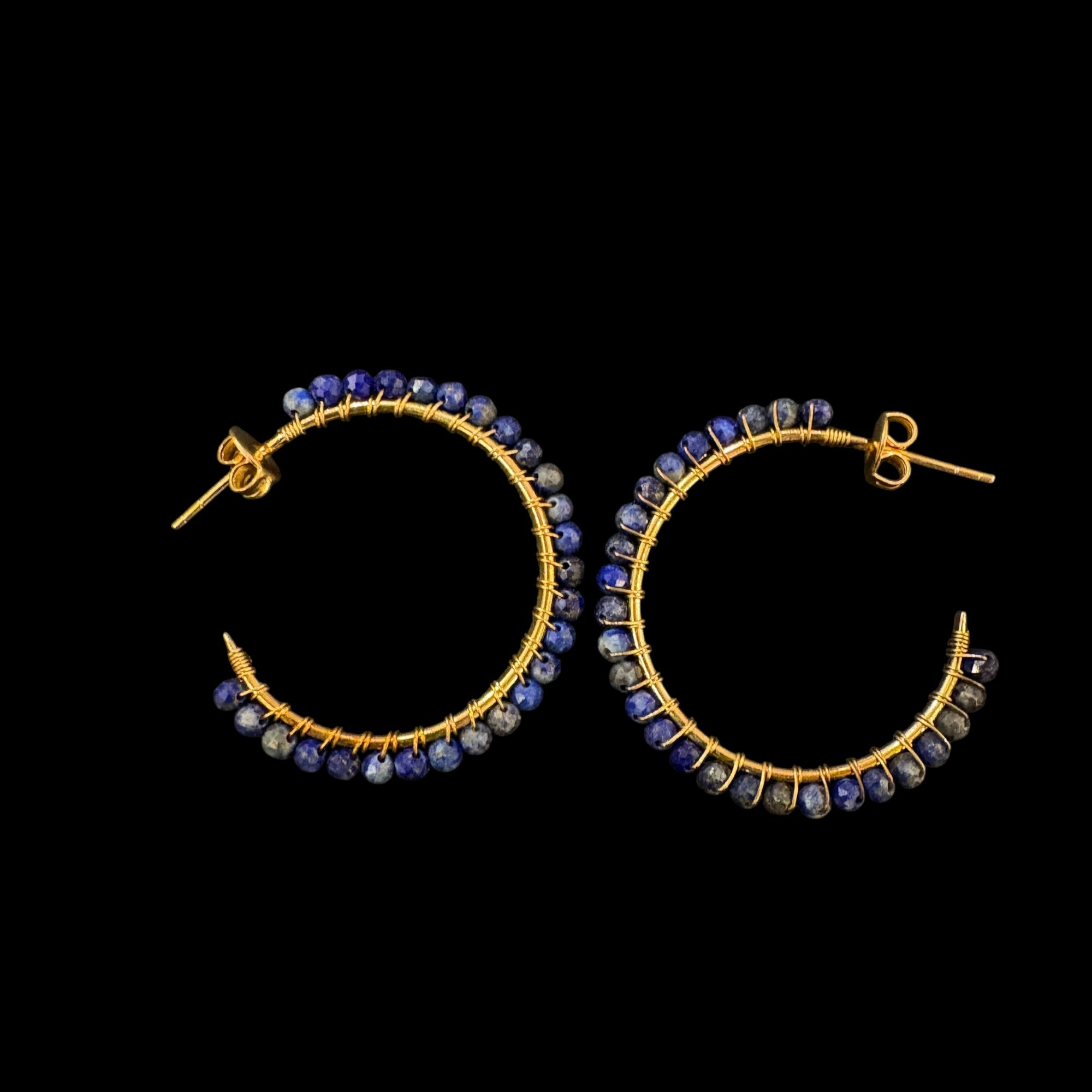 MK Semi Precious Gemstone Hoop Earrings-Colors - Vintage India NYC