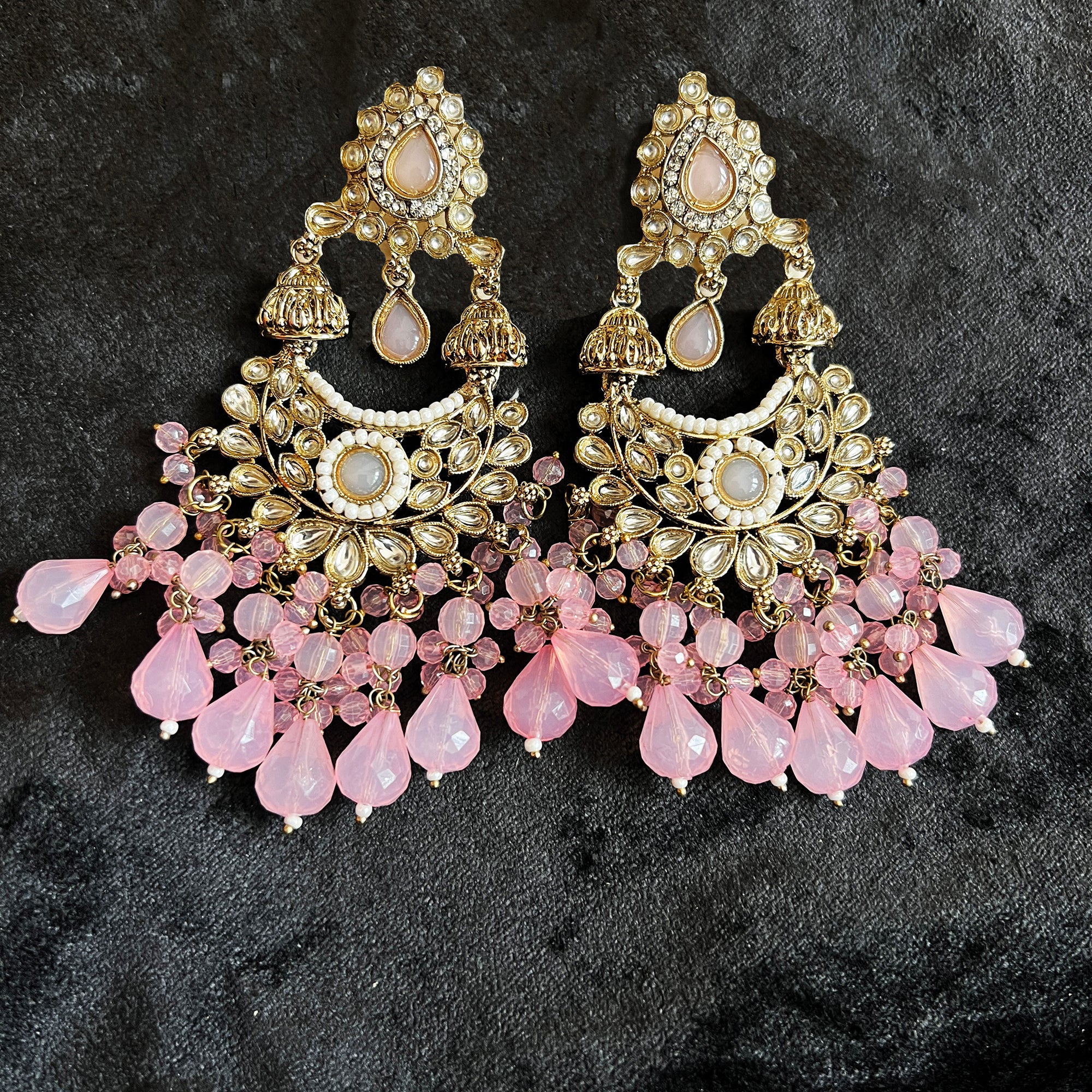 Large Kundan Earrings- 3 Colors - Vintage India NYC