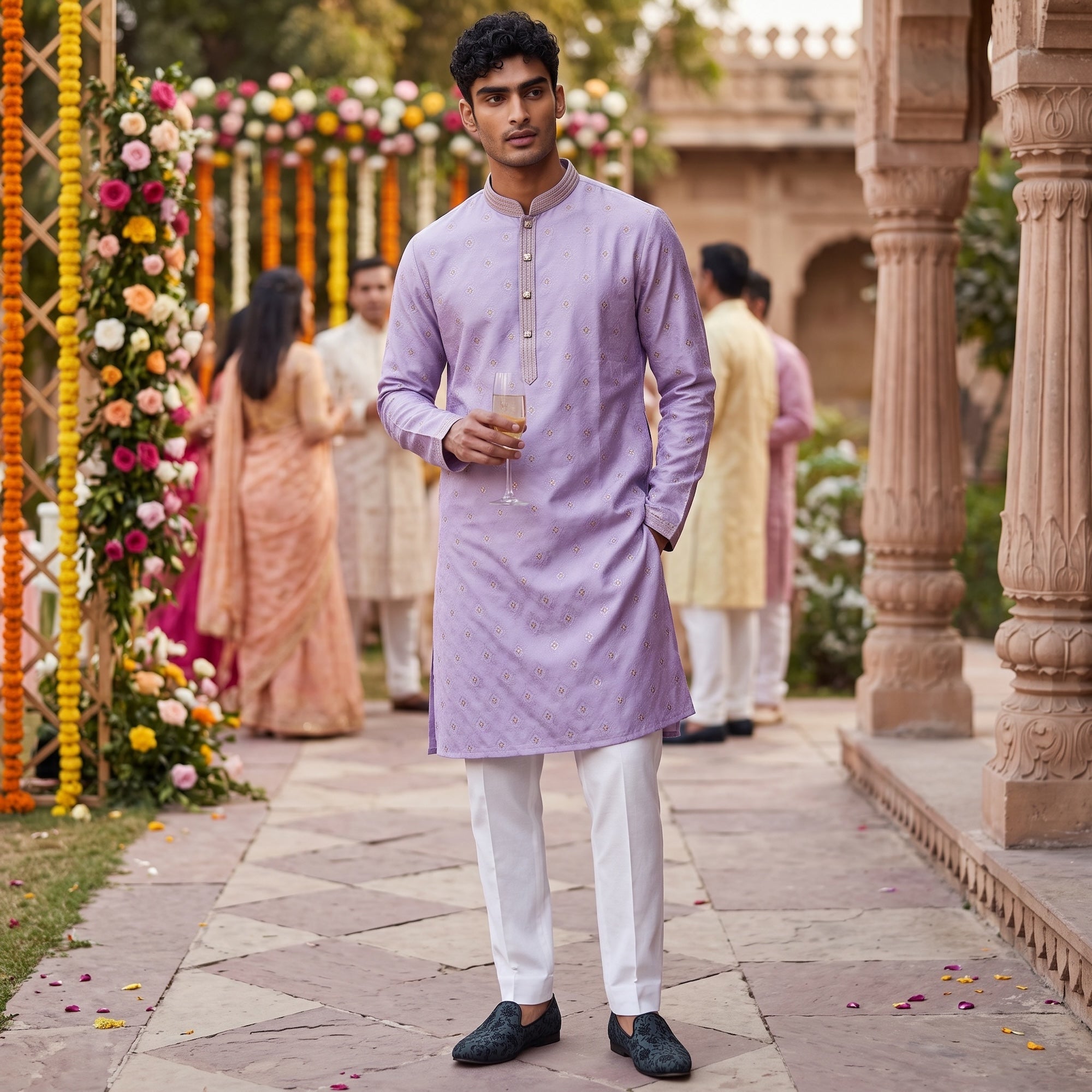 Lavender Brocade Kurta