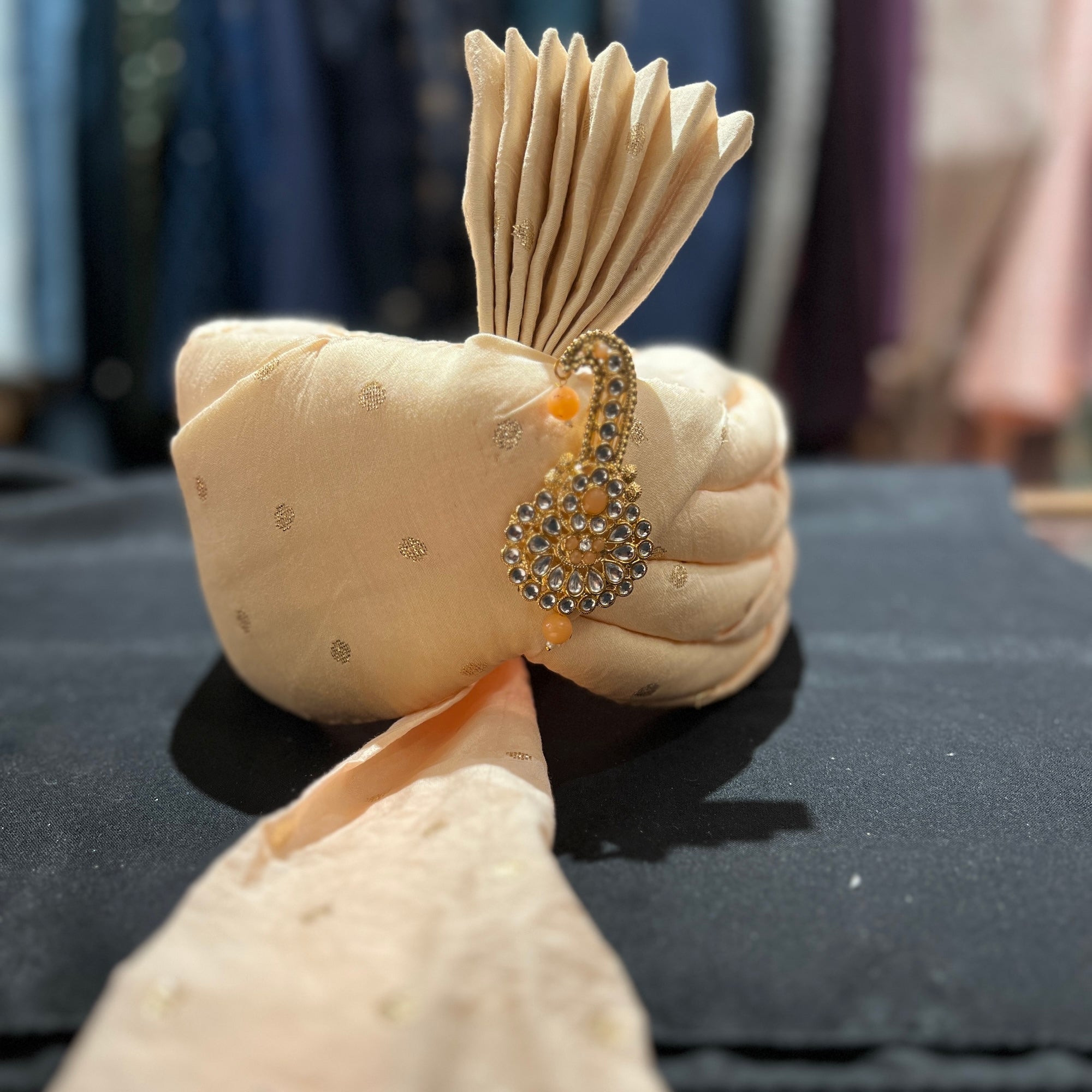 Indian Wedding Turban-Light Gold - Vintage India NYC