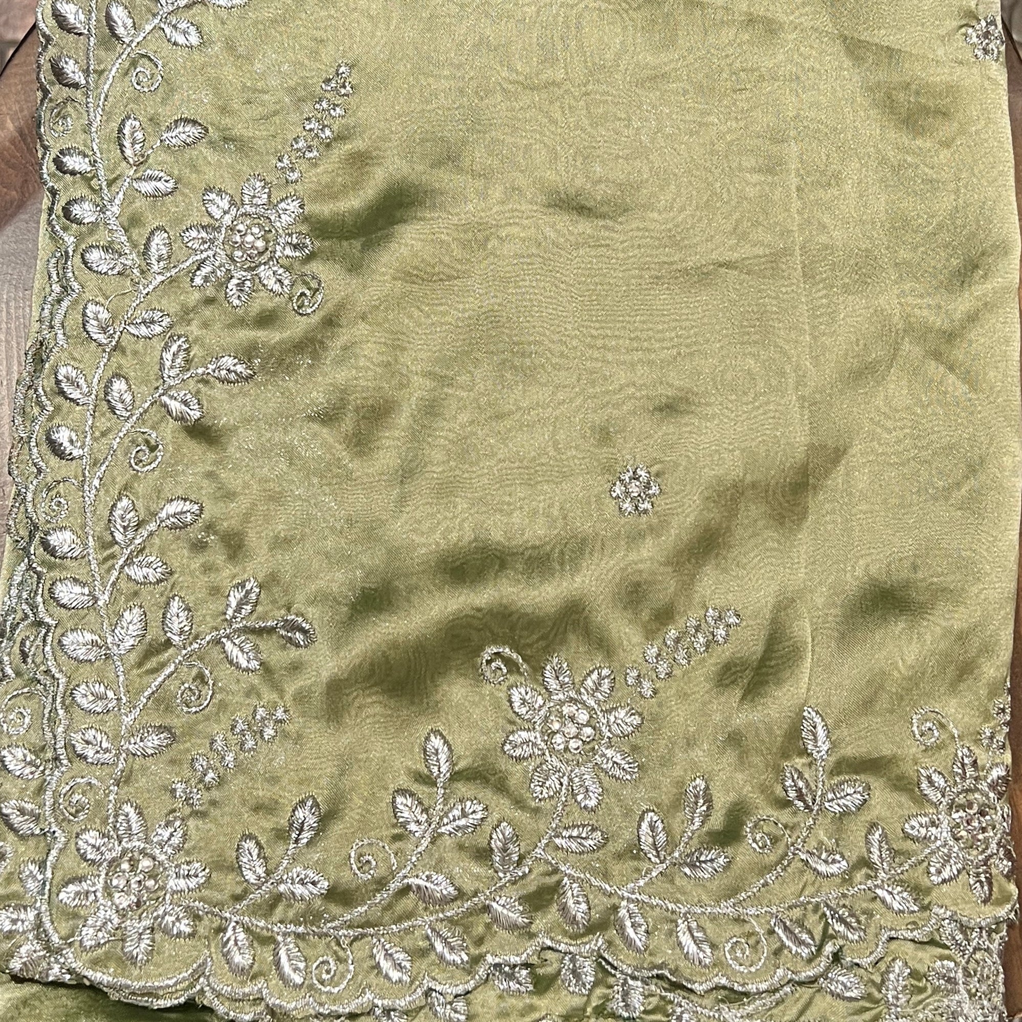 Chiffon Dupatta w Silver Embroidery-Many Colors