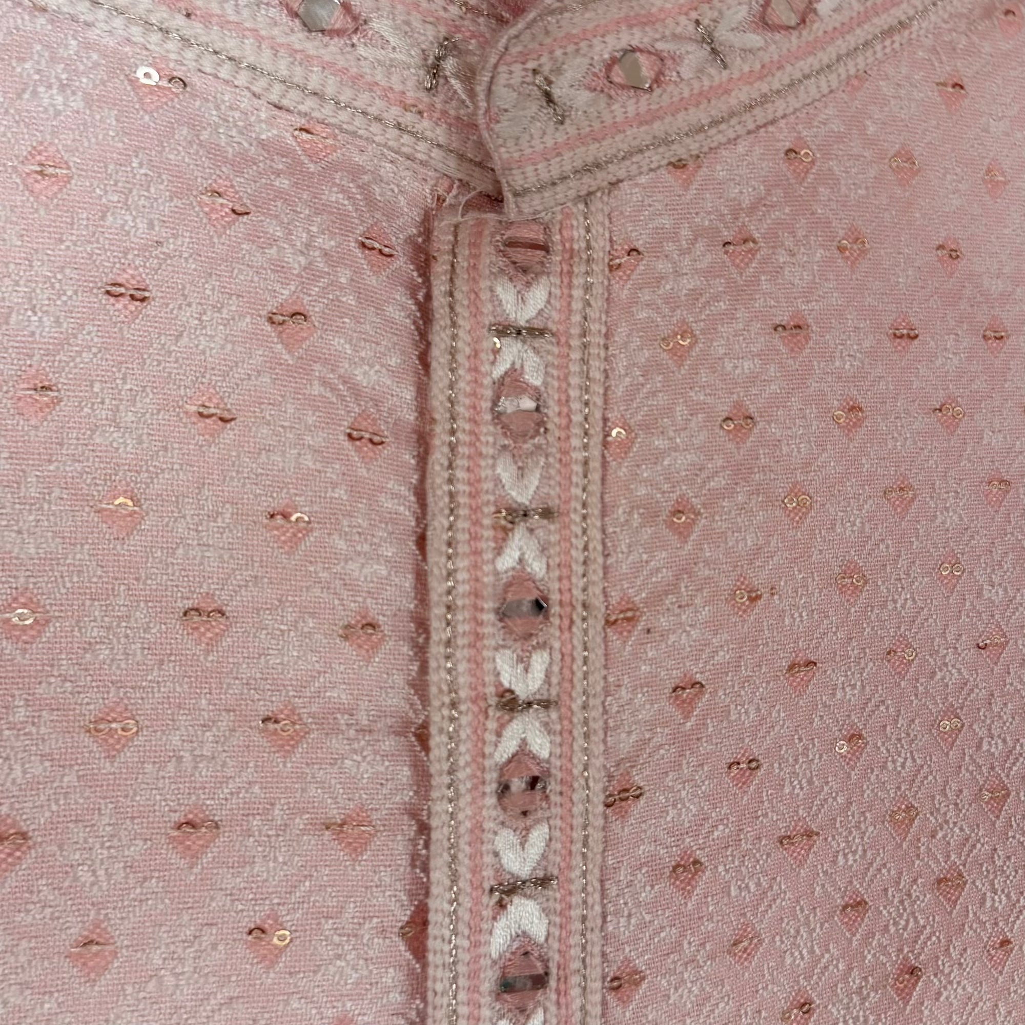 Lt Pink Sequin Jacquard Kurta