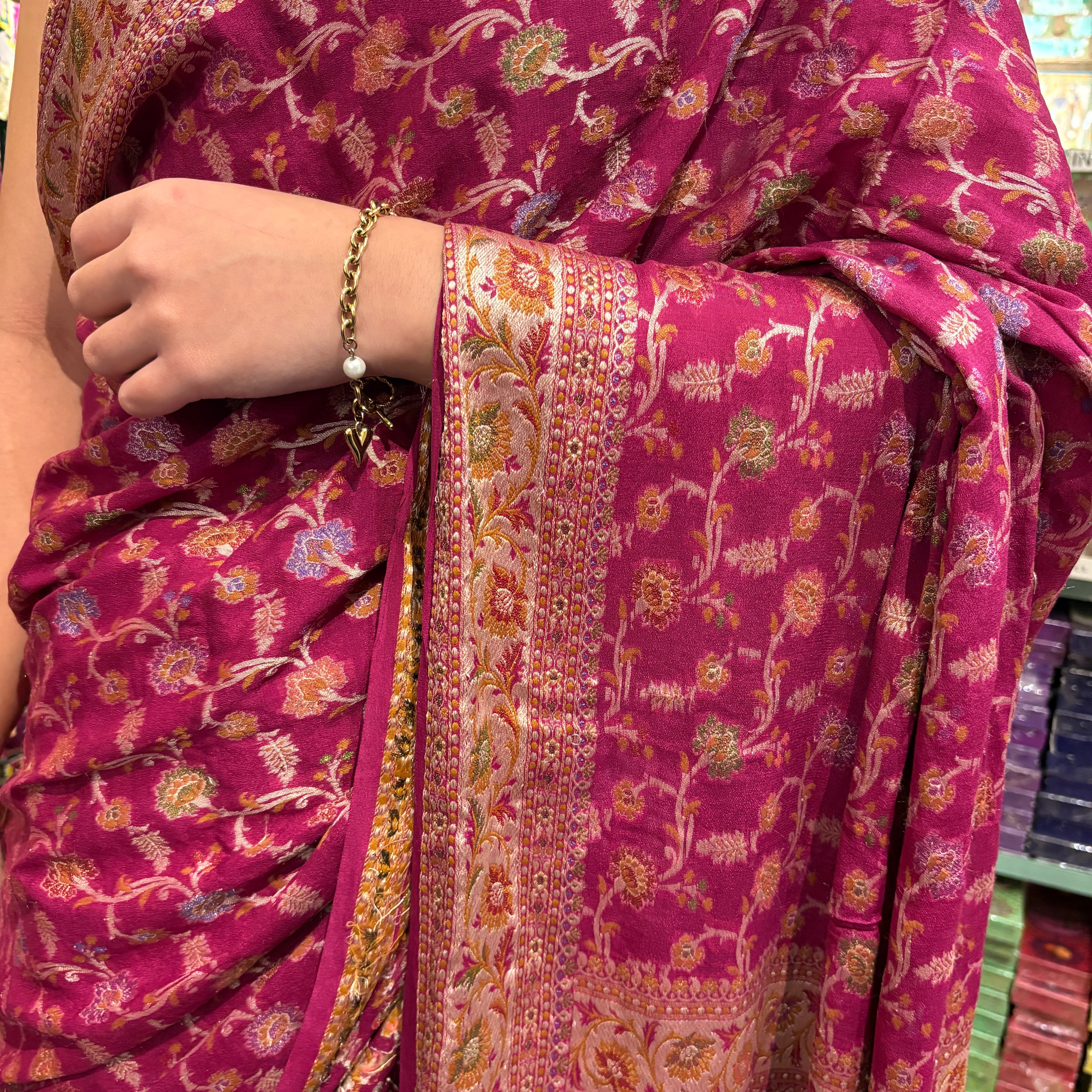 Light Plum Silk Banarasi Saree - Vintage India NYC