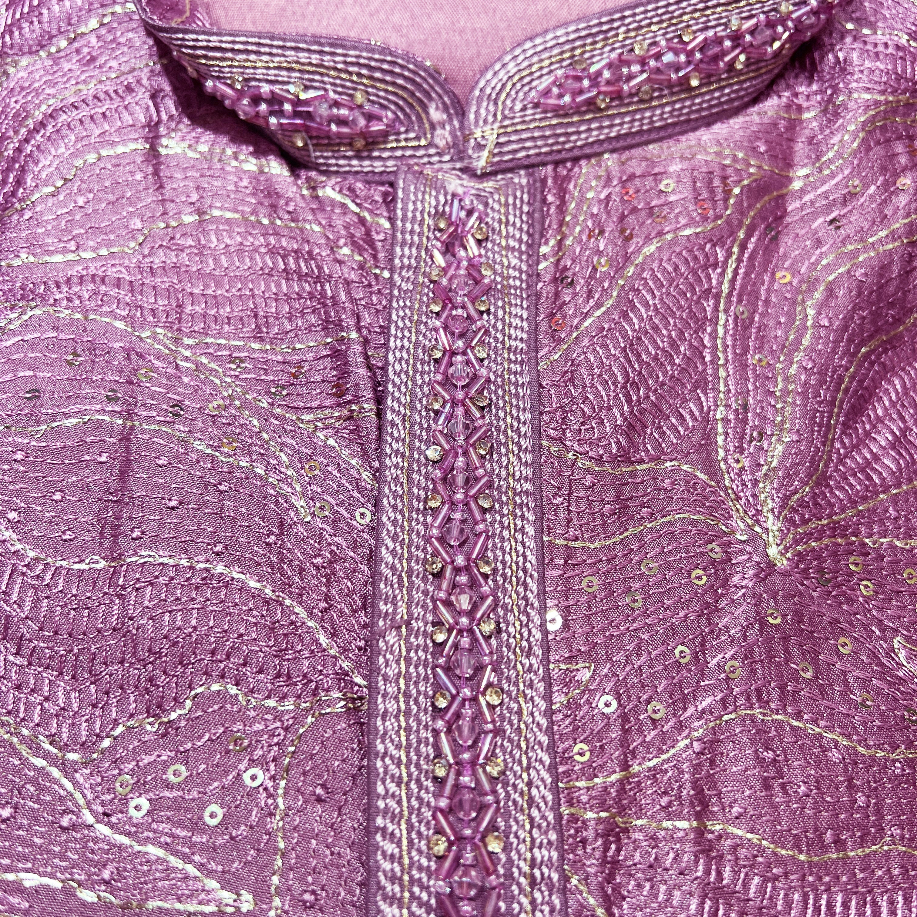 Gold Embroidered Lilac Kurta
