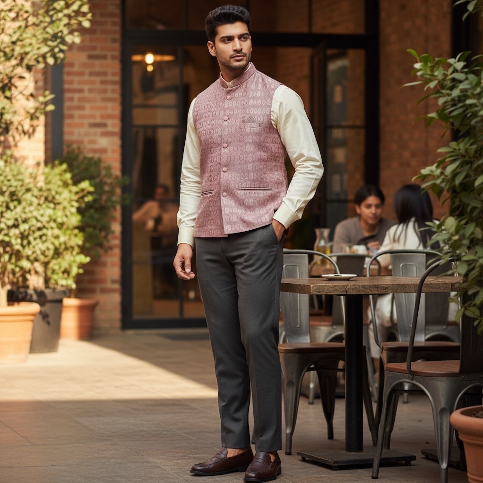 Jacquard Motif Vest-Colors