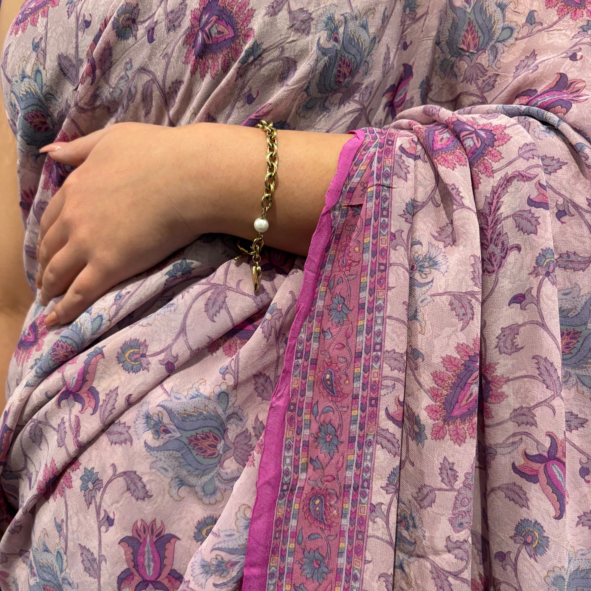Lilac Tulip Silk Saree - Vintage India NYC