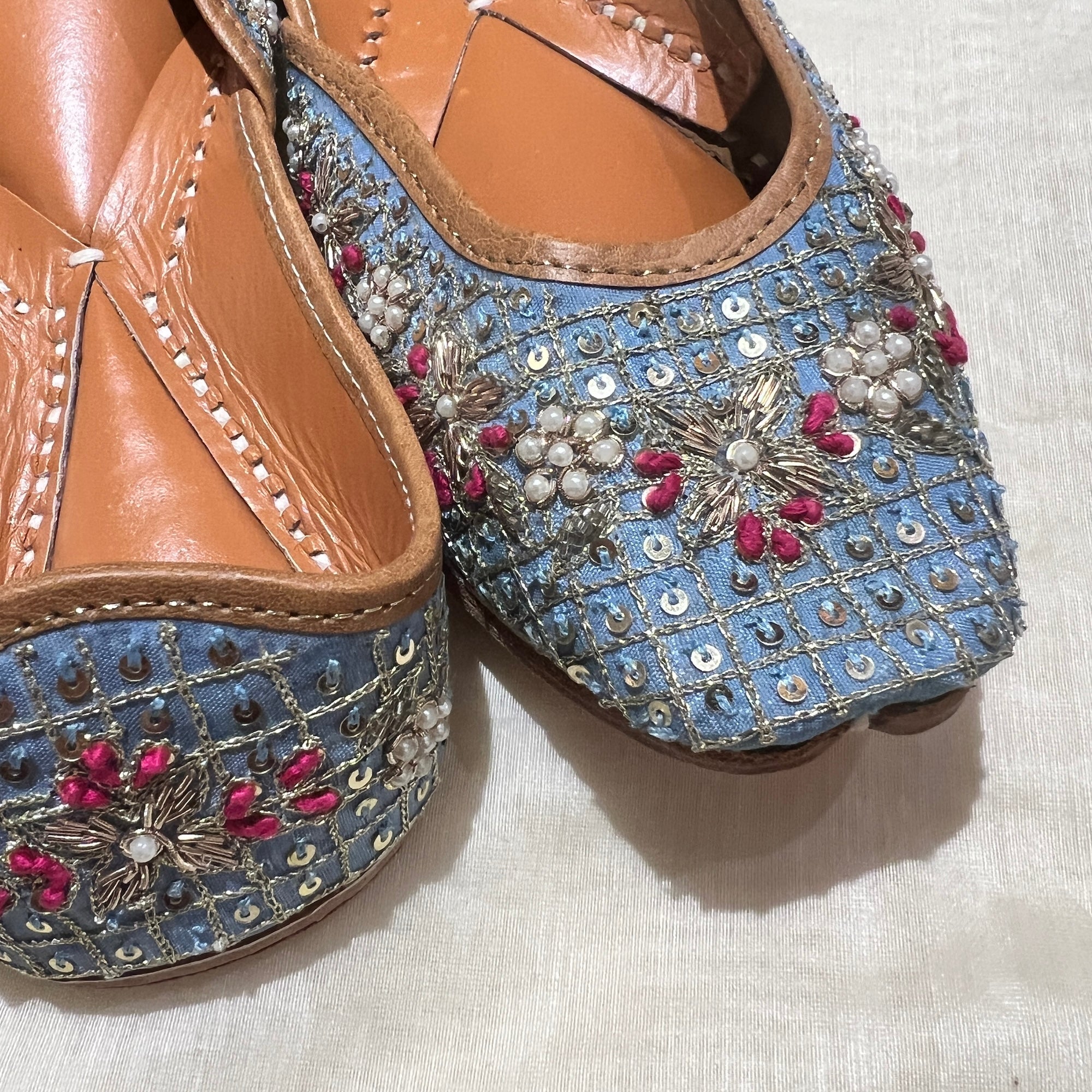 Light Blue Sequin Zardosi Juttis