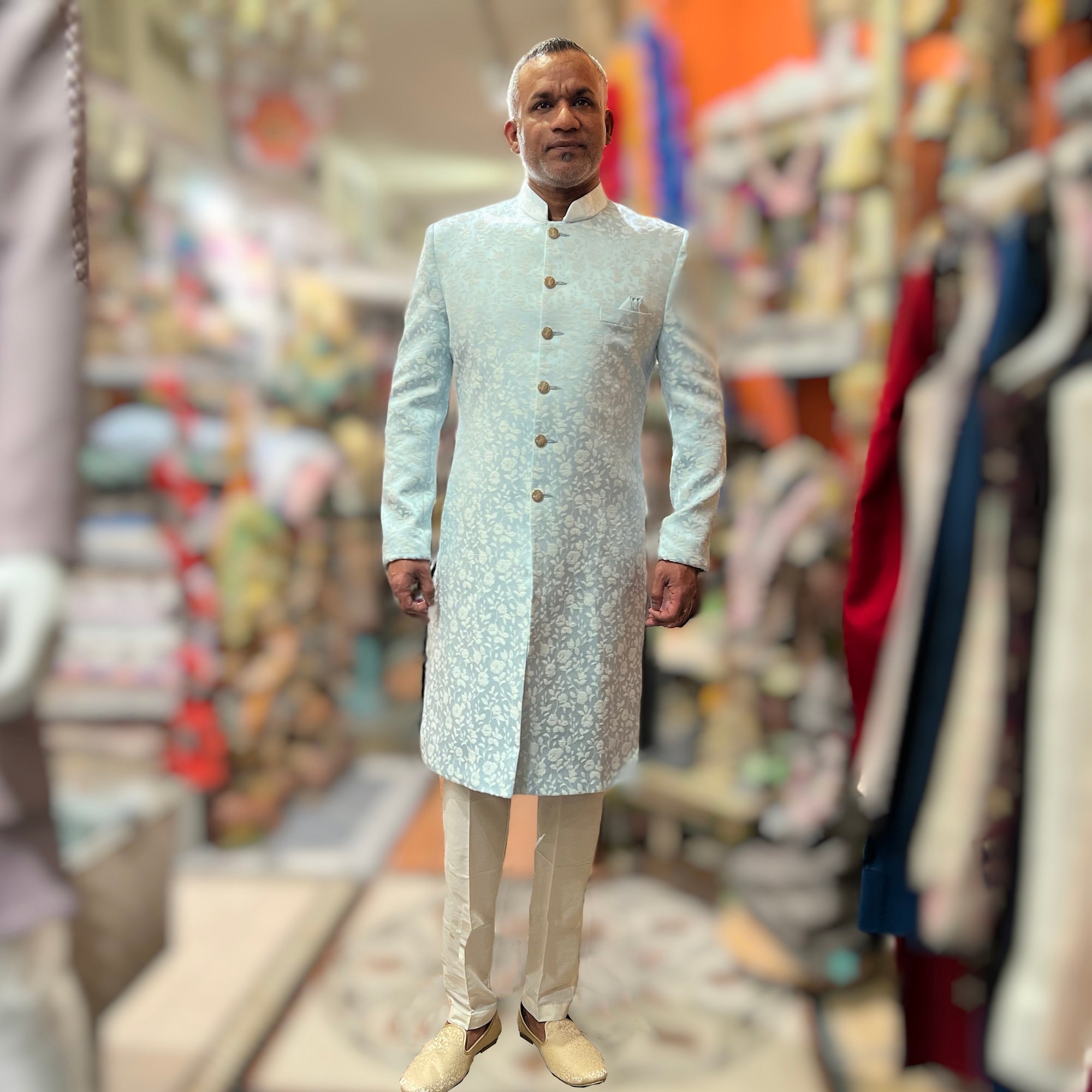 YD Pale Blue Sherwani - Vintage India NYC