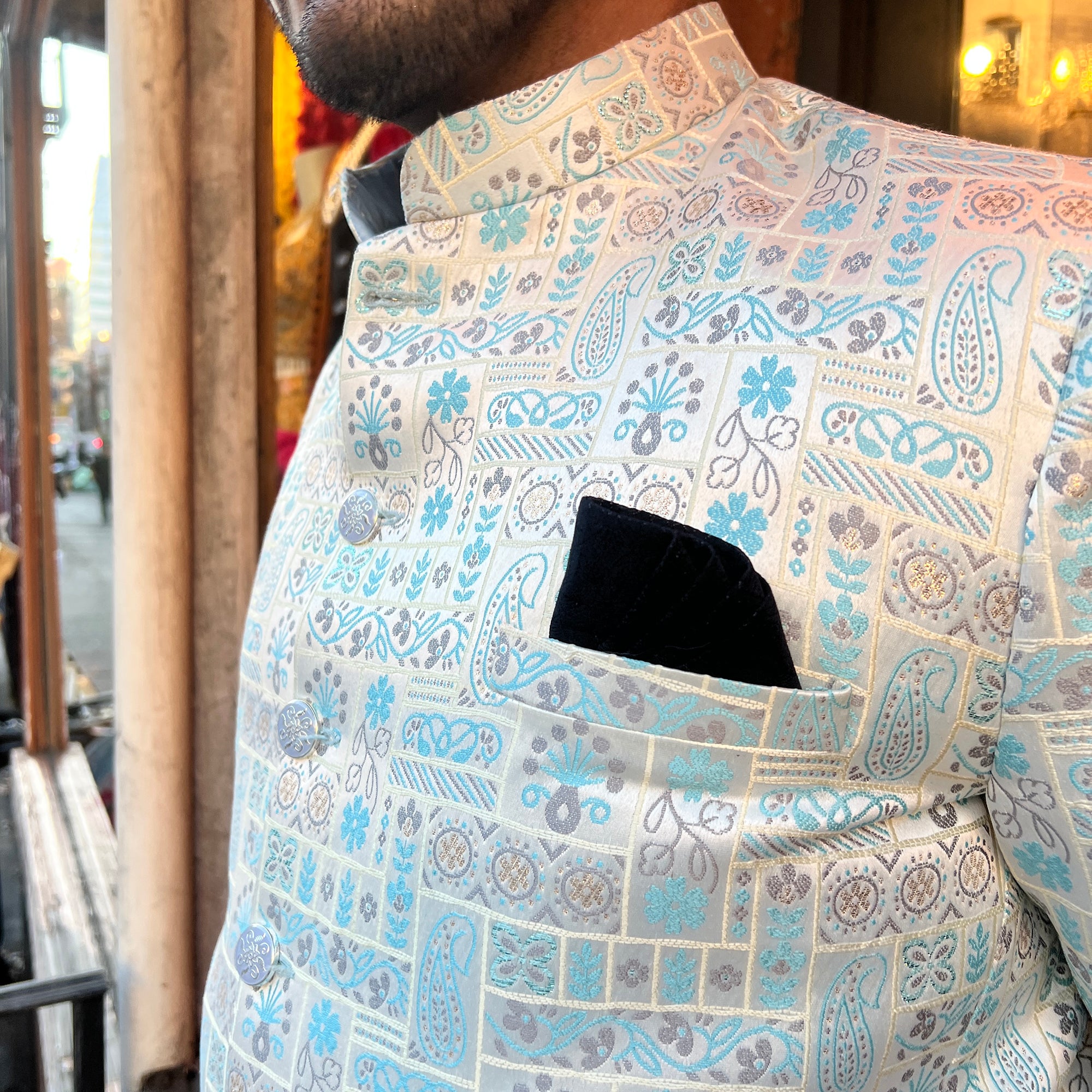 Sky Floral Jodhpuri Jacket