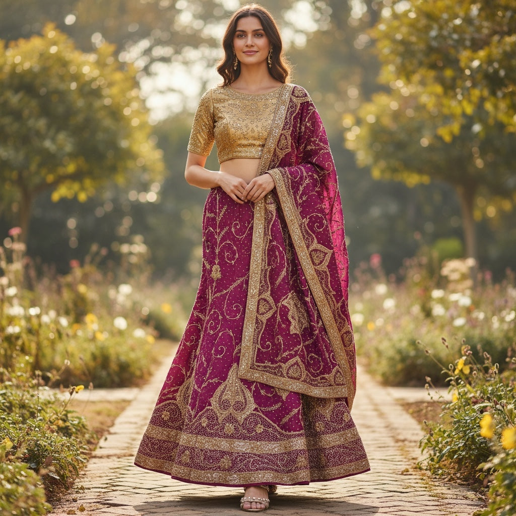 Vintage Magenta Lehenga Set