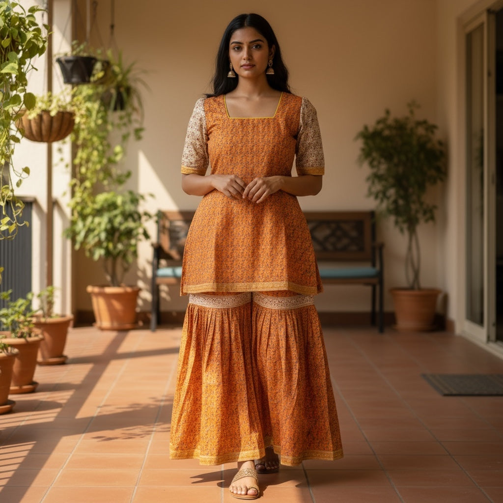 Silk Marigold Banarasi Gharara Set