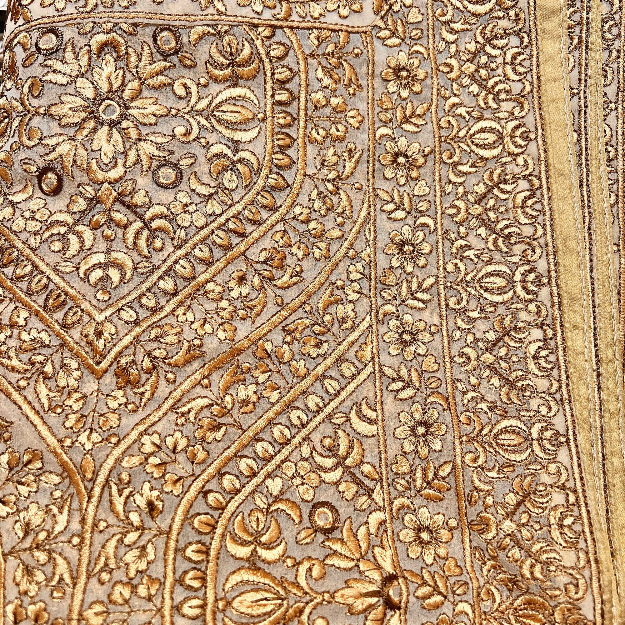 Mens Heavy Embroidered Gold Dupatta - Vintage India NYC
