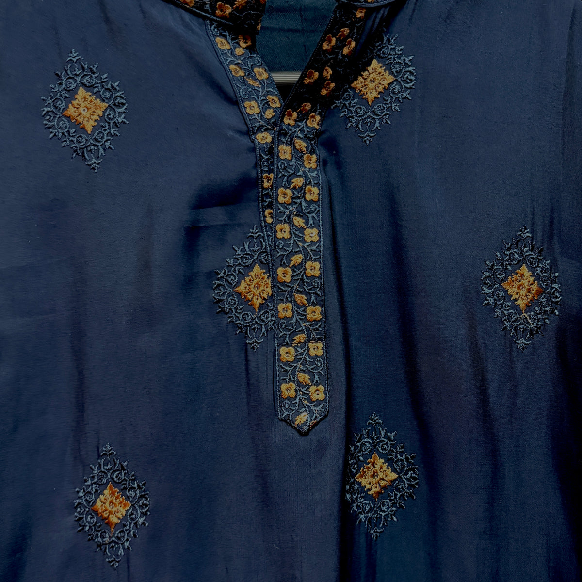 Midnight Blue Threadwork Embroidered Kurta