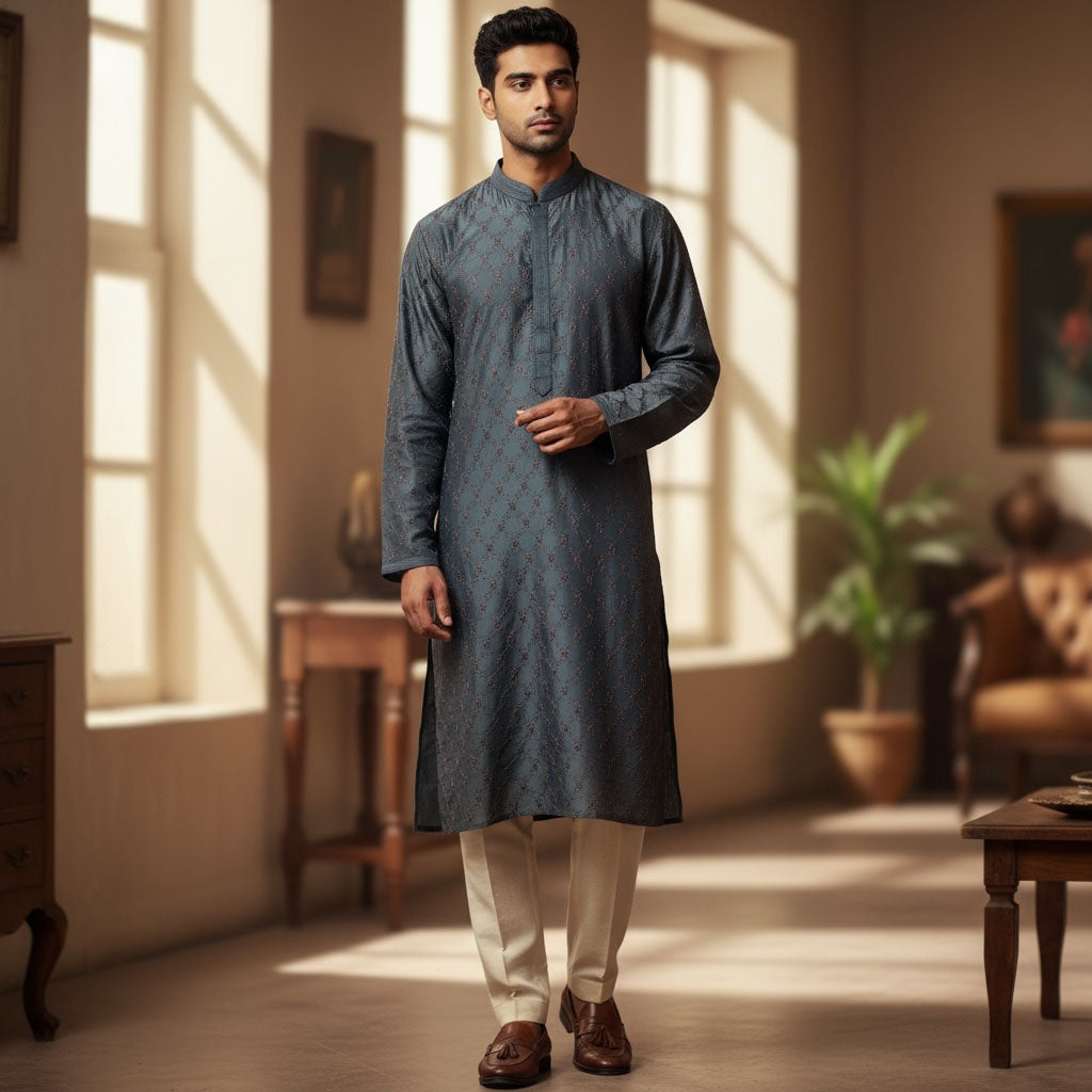 Luxe Embroidered Kurta - Colors - Vintage India NYC