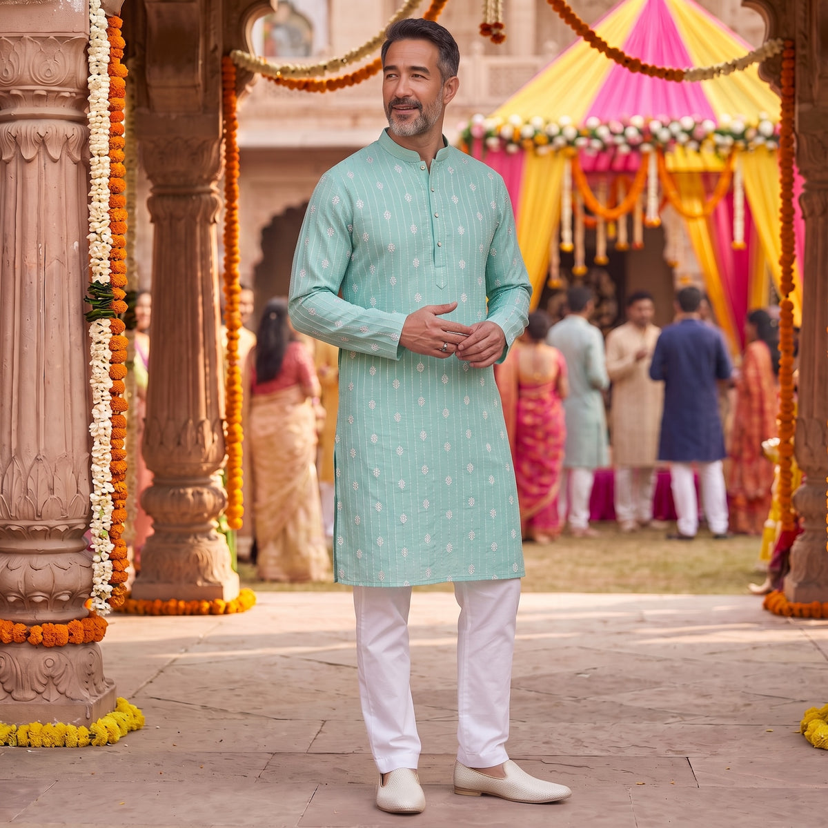 Streaming Embroidered Kurta-Colors - Vintage India NYC