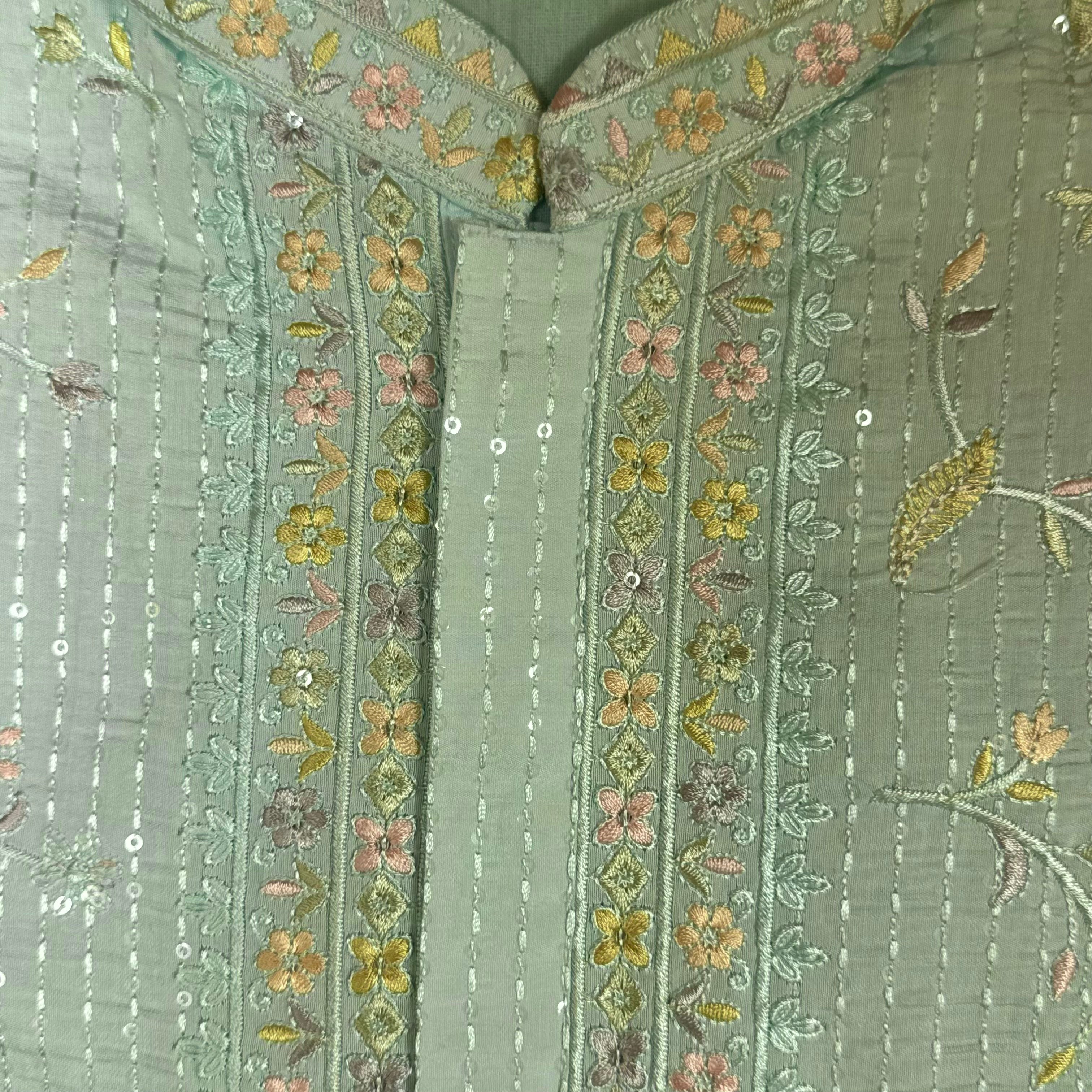 Mint Embroidered Kurta