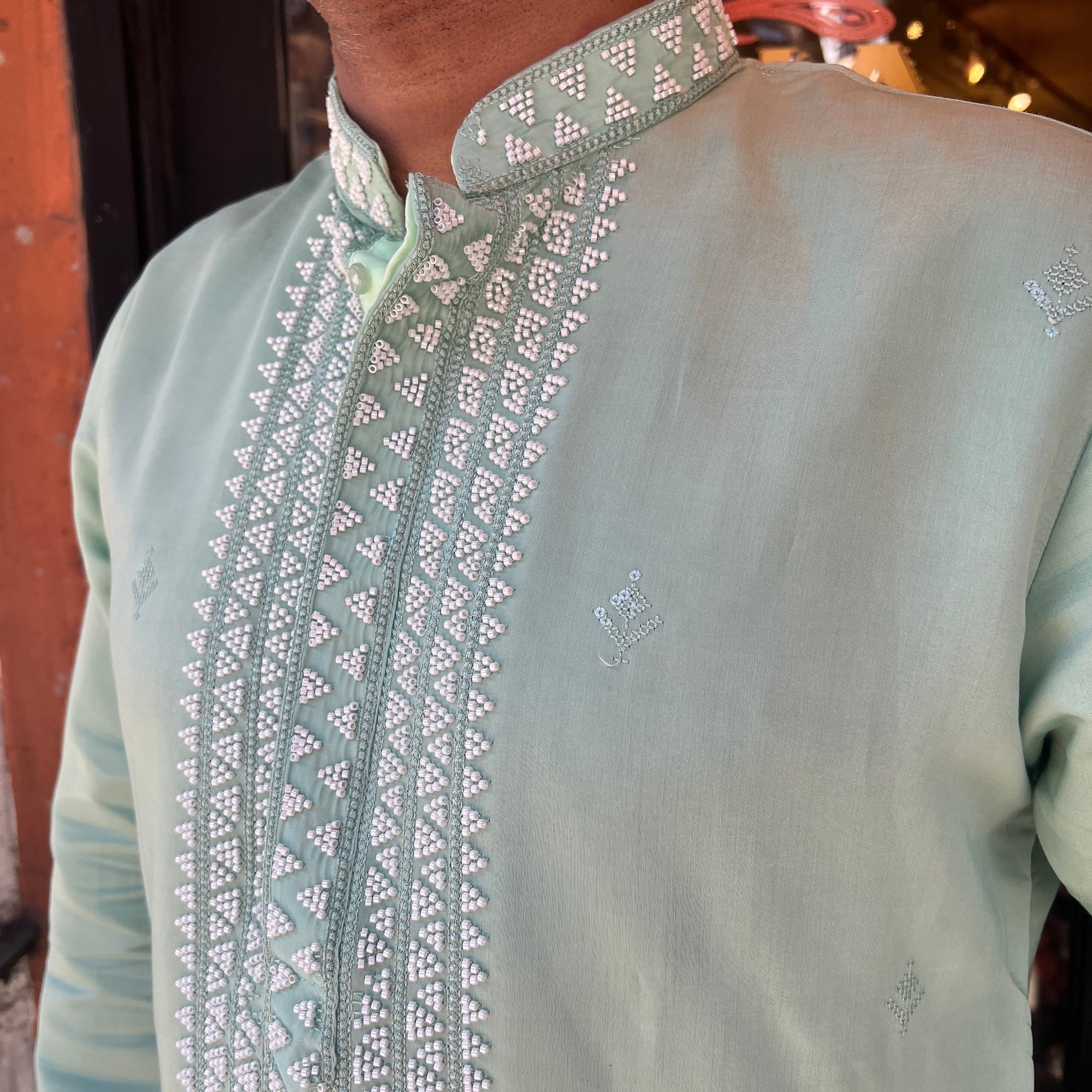 Pastel White Bead Kurta-Colors