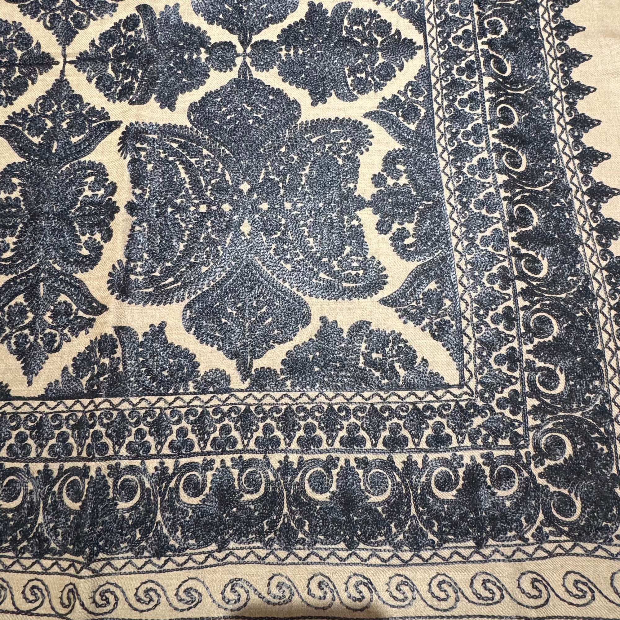 Fine Quality Kashmir Embroidered Wool Shawls - 5 Colors