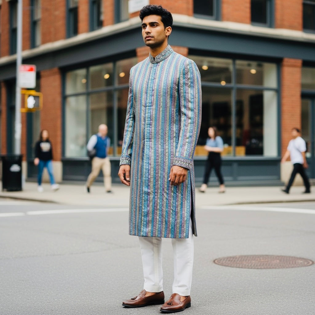 Silk Multicolor Brocade Sherwani