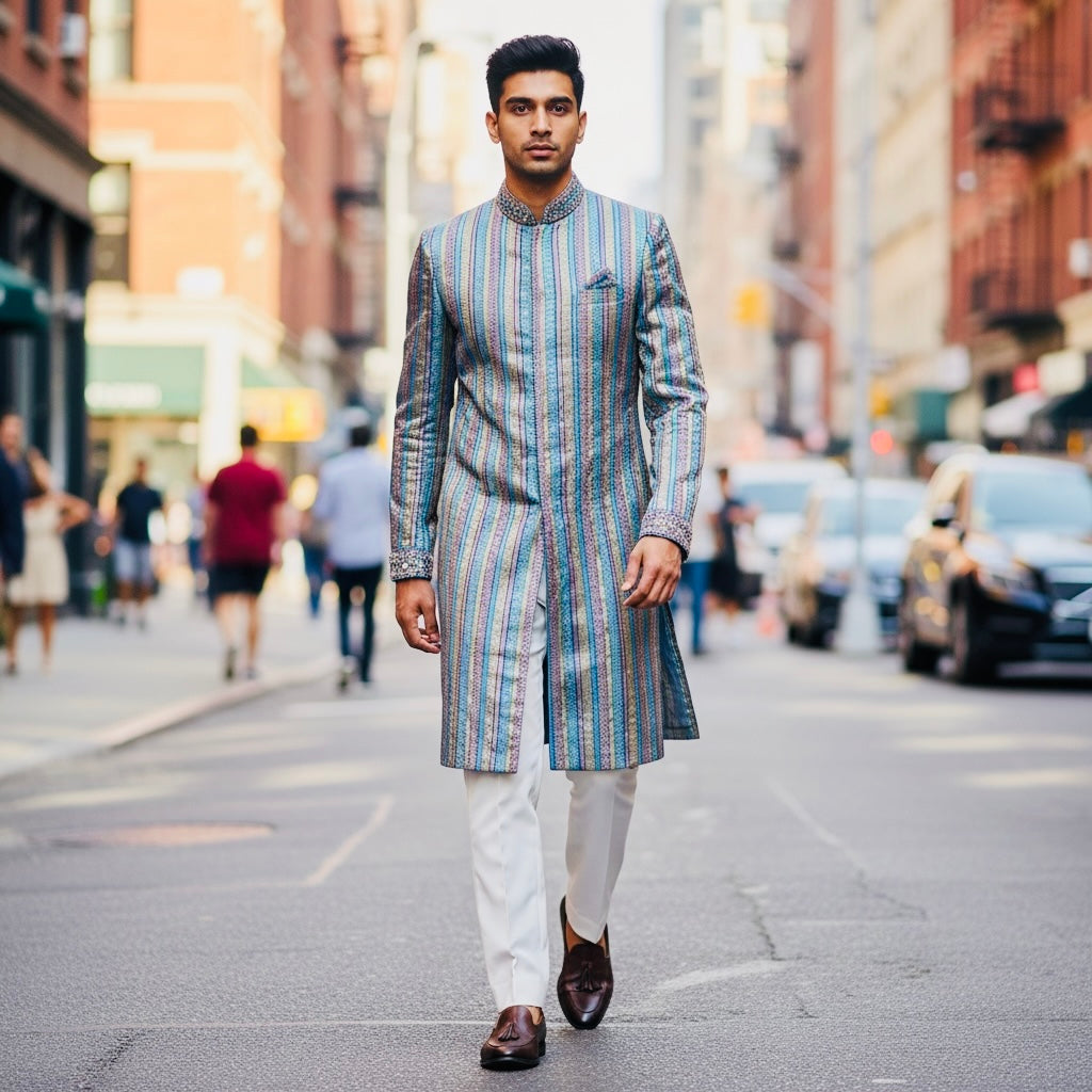 Silk Multicolor Brocade Sherwani