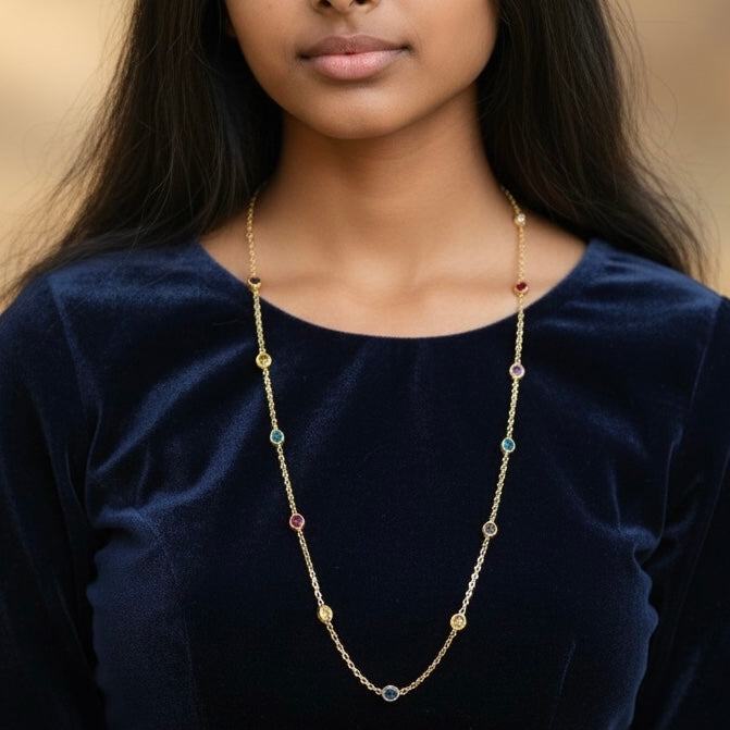 MK Semi Precious Gold Necklace-Colors