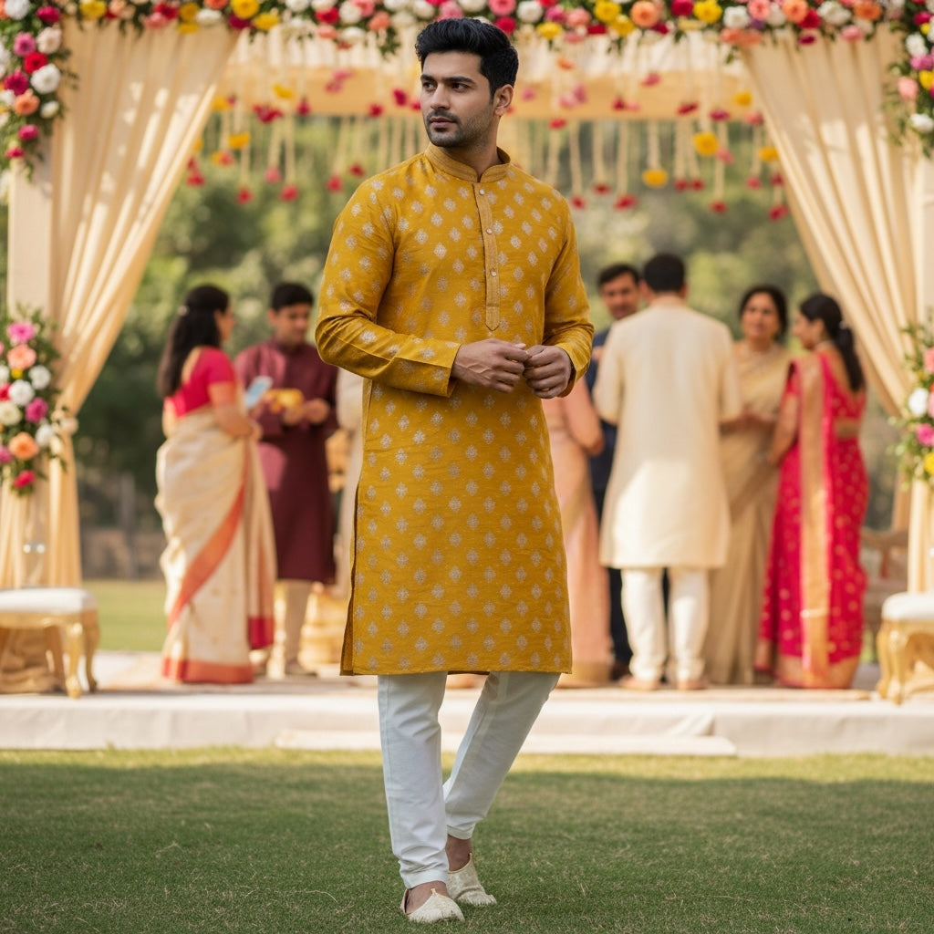 Mustard Diamond Kurta - Vintage India NYC