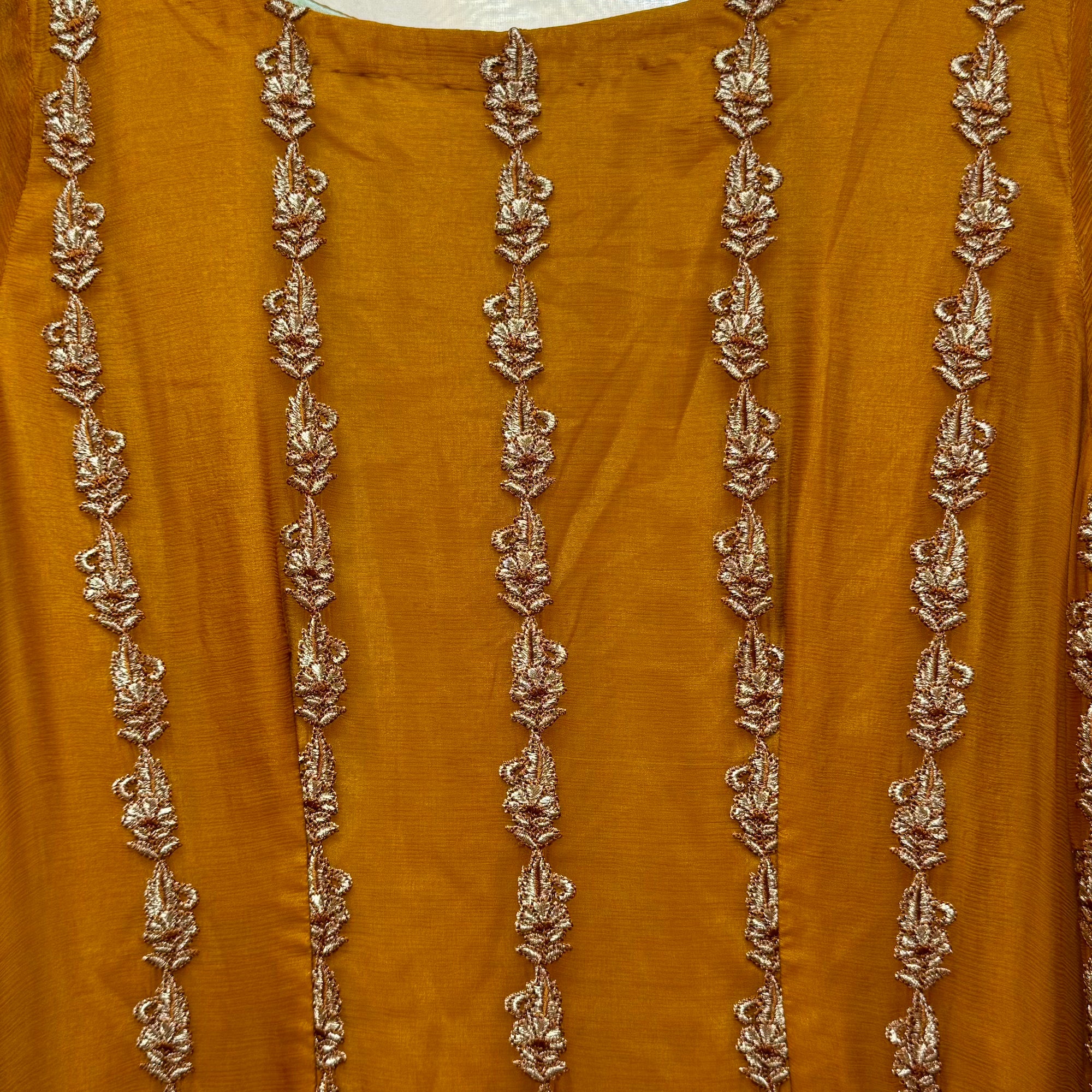 Mustard Gold Embroidered Kurta- Size 42