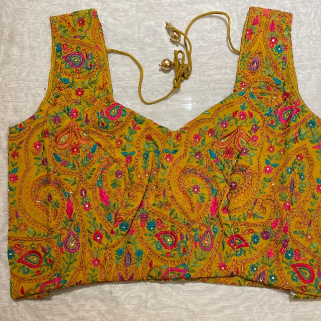 Embroidered Saree Blouses-Size 38 - Vintage India NYC