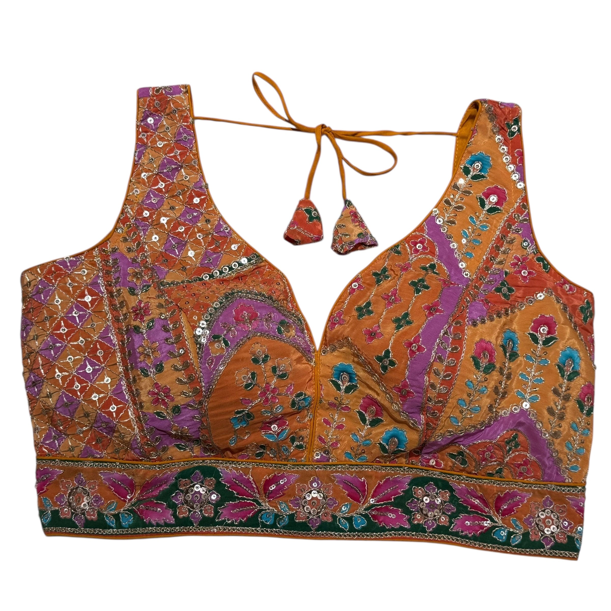 V Neck Embroidered Patchwork Blouse Colors