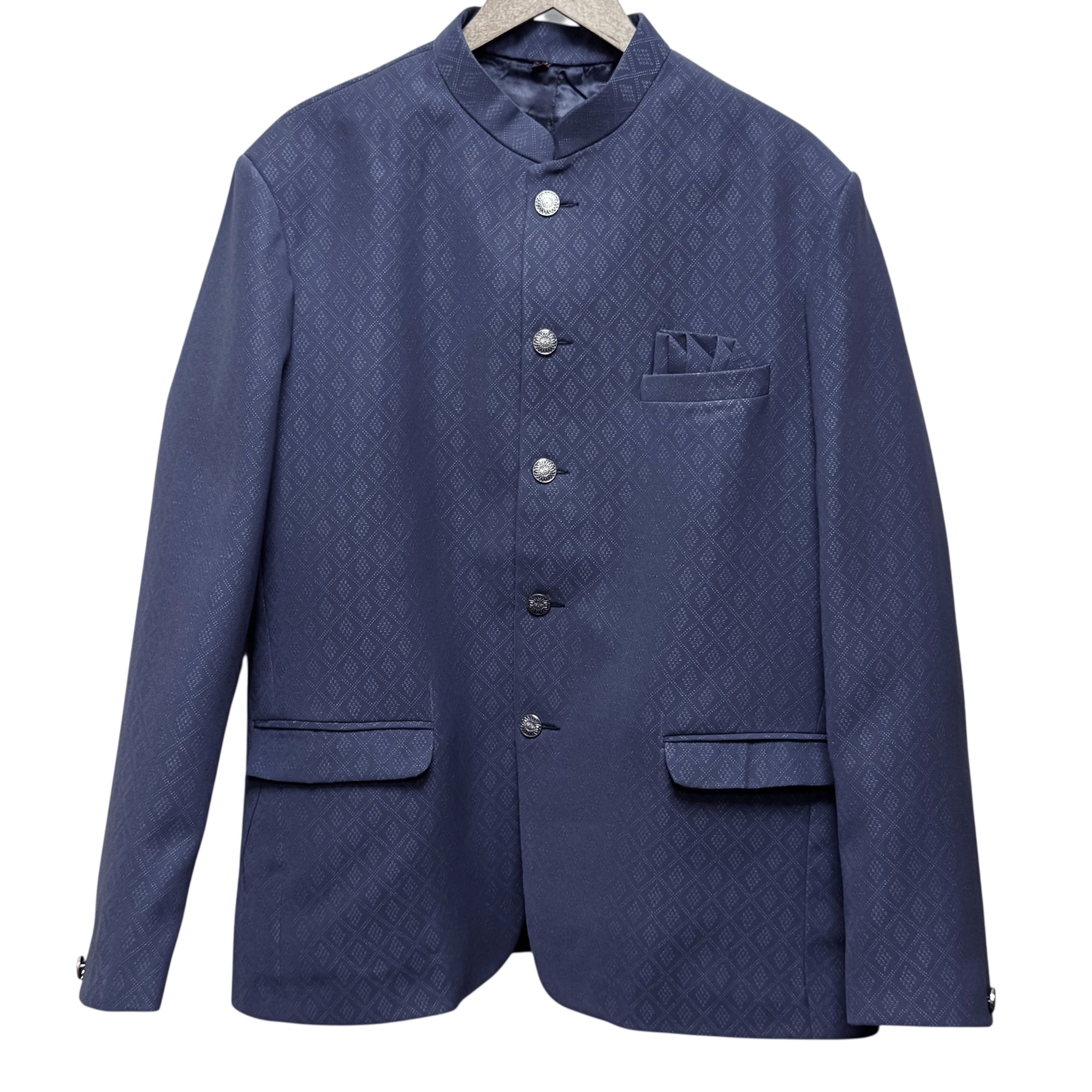 Muted Periwinkle Jacquard Jodhpuri Jacket