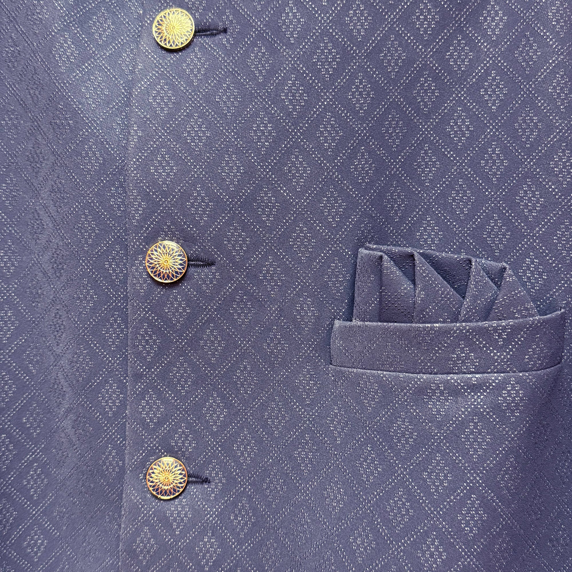 Muted Periwinkle Jacquard Jodhpuri Jacket