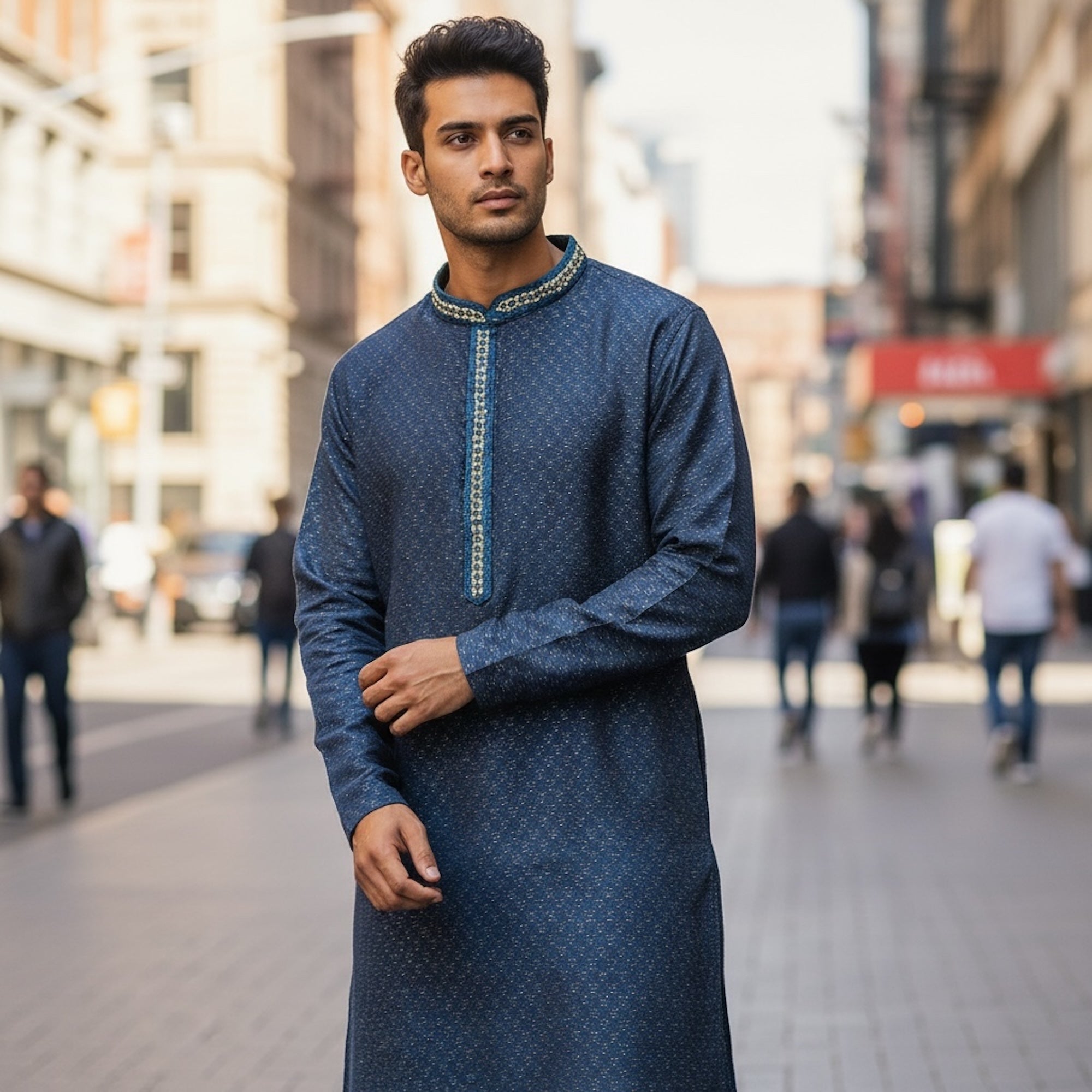 Scallop Jacquard Kurta w/ Handwork - Vintage India NYC