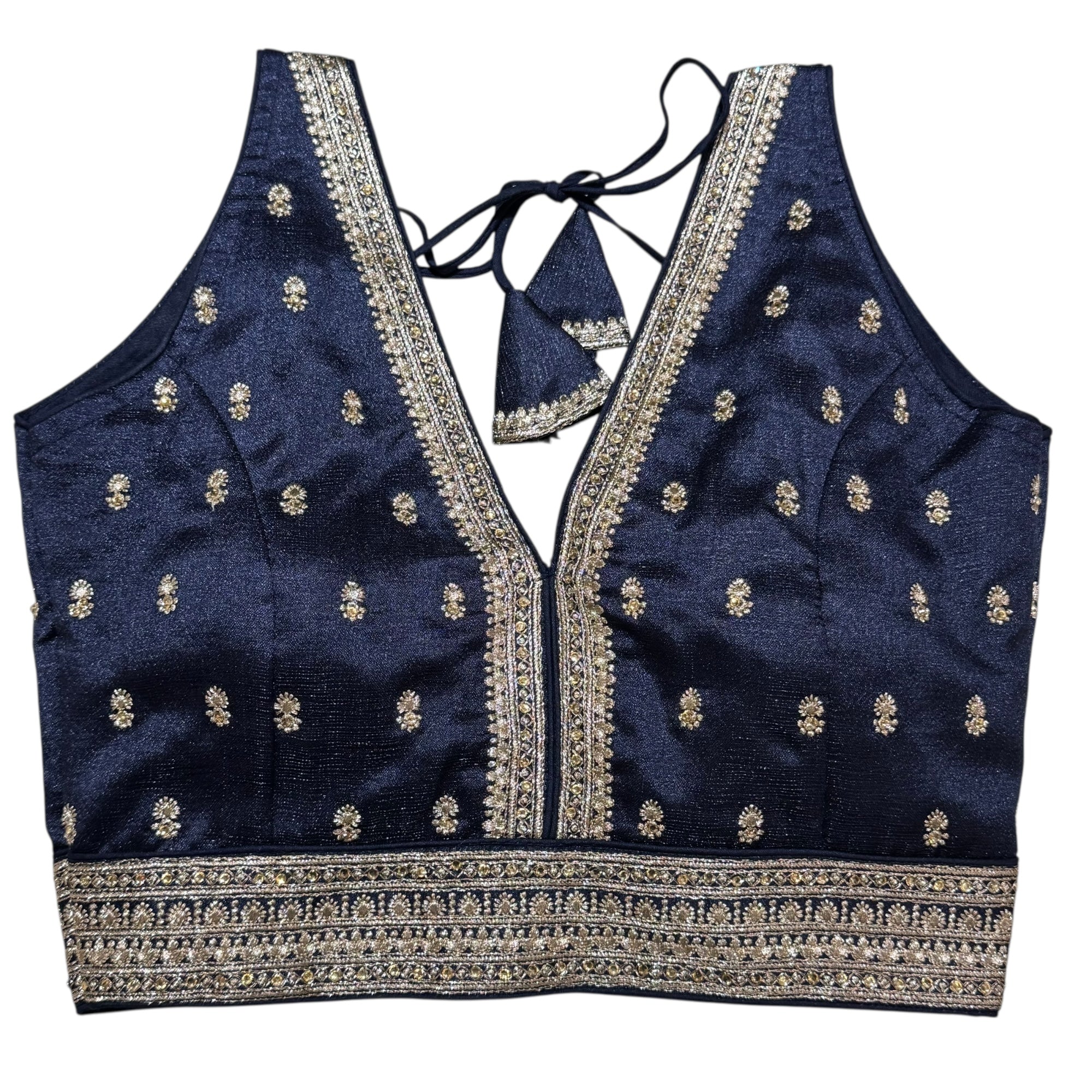 Sleeveless V Neck Choli Blouse -Size 34-Colors