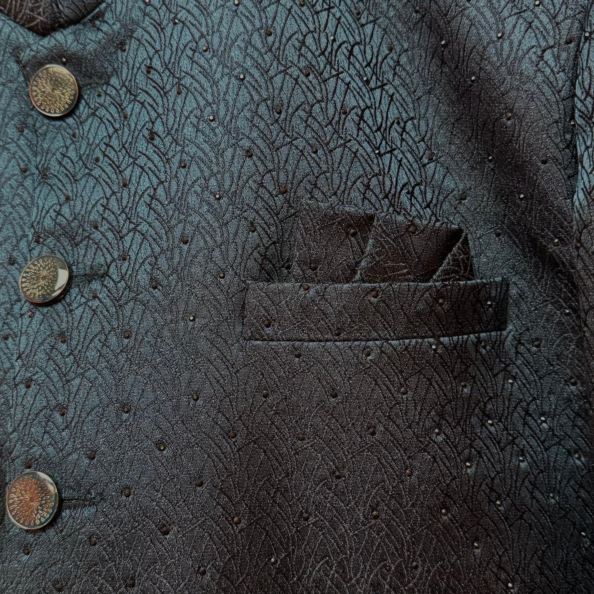 Navy Brushstroke Jodhpuri Jacket - Vintage India NYC