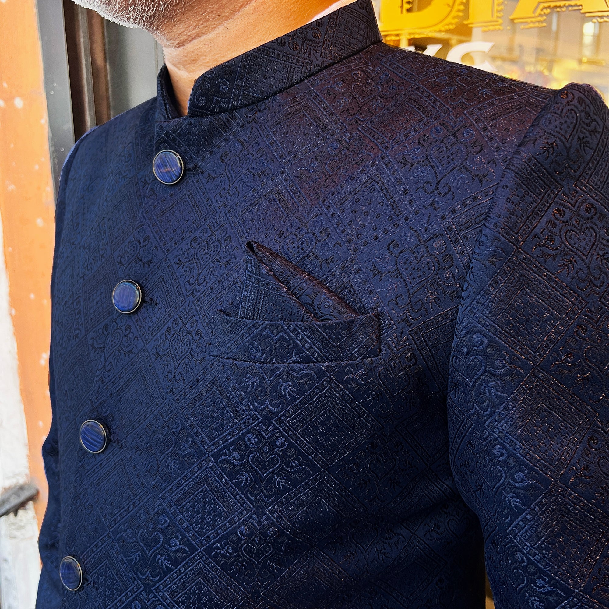 Jacquard Diamond Hearts Sherwani-2 Colors