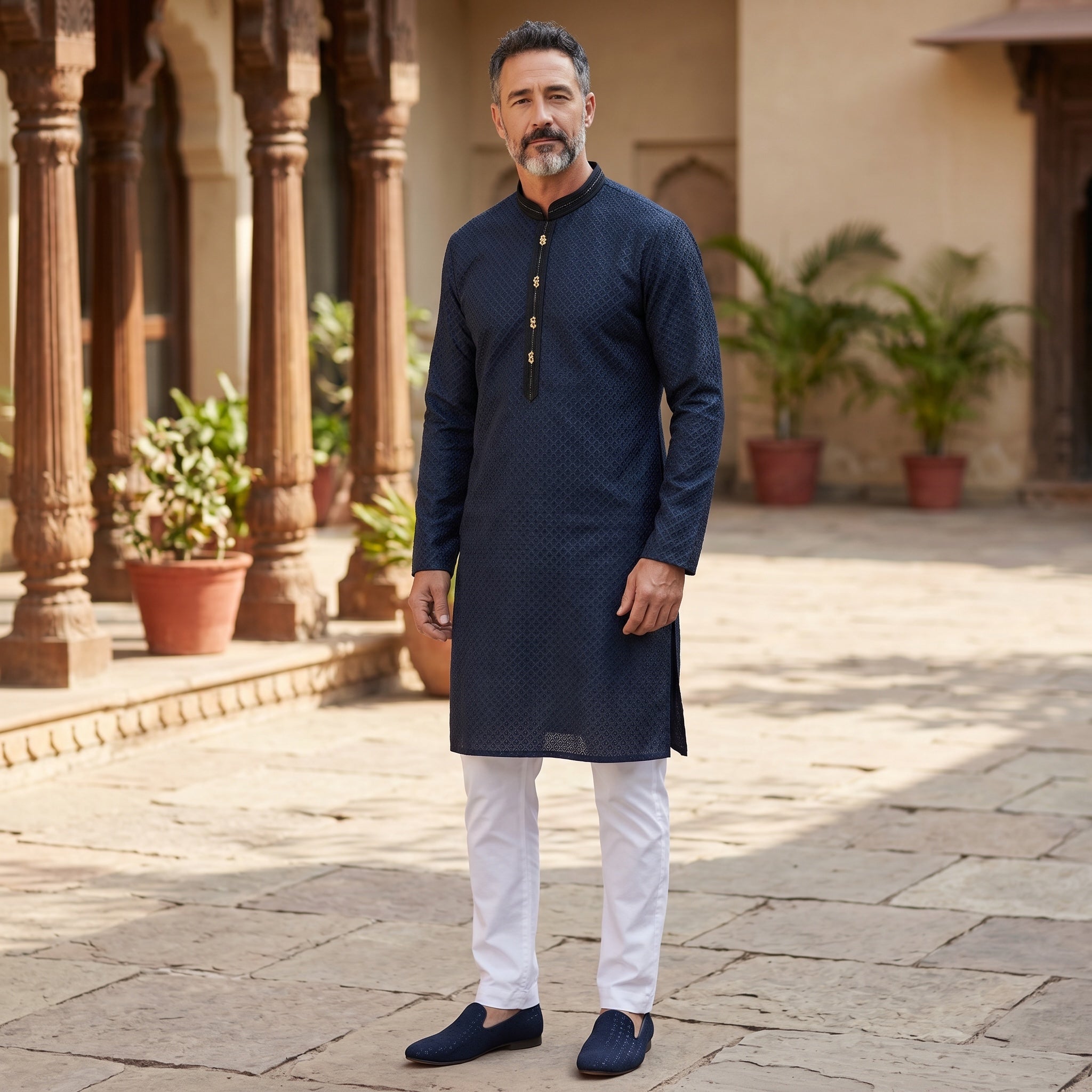 Navy Diamond Kurta