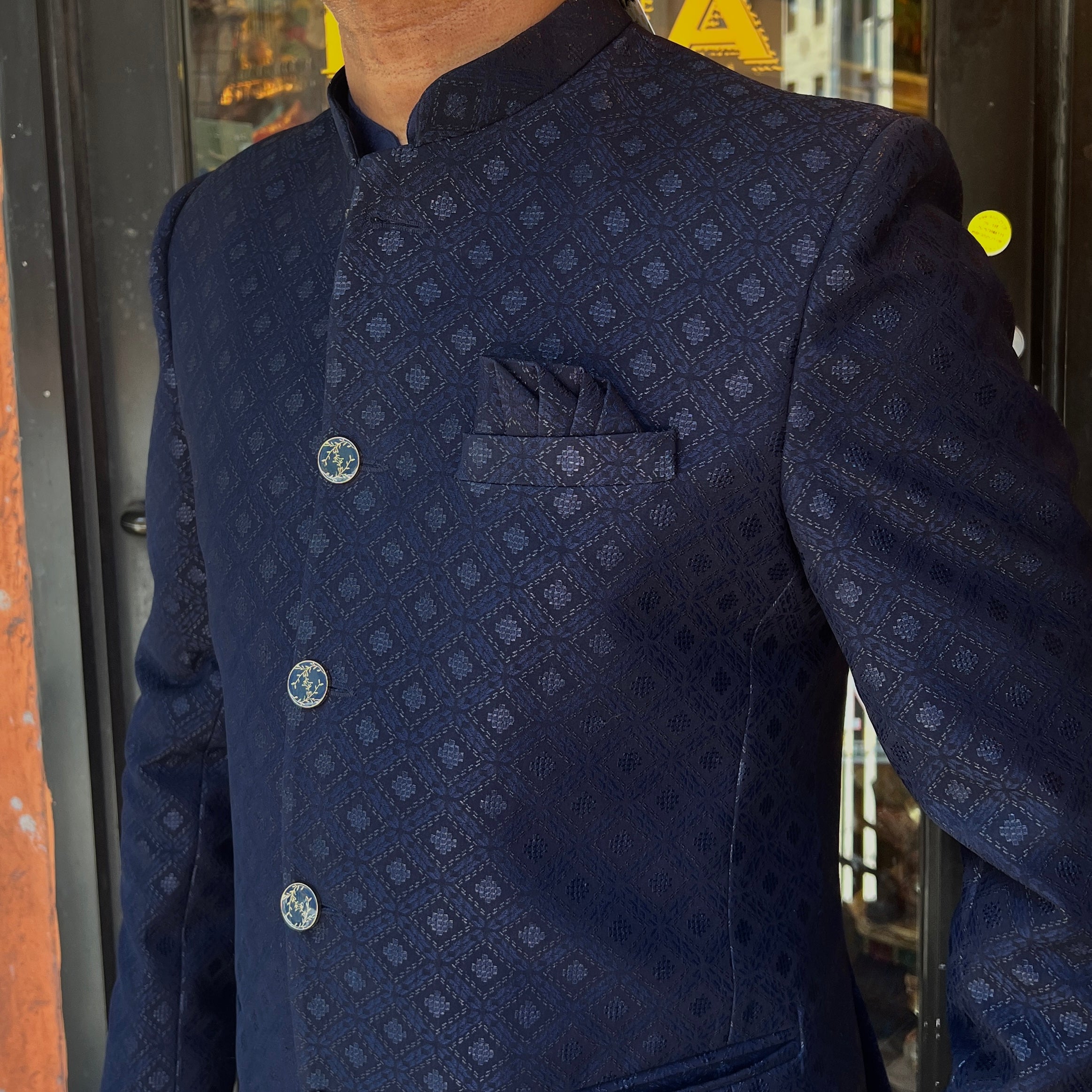 Navy Double Diamond Jodhpuri Jacket