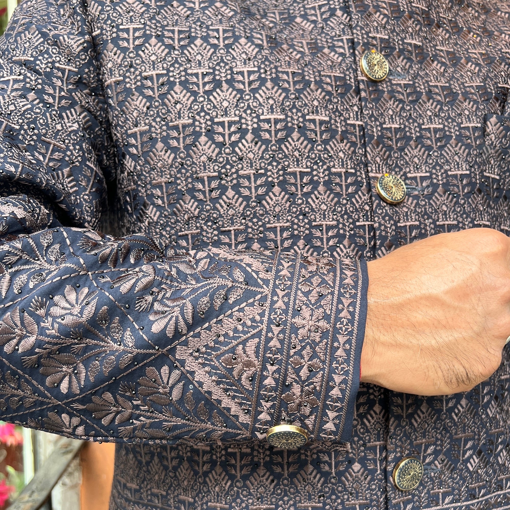 Navy Embroidered Sherwani