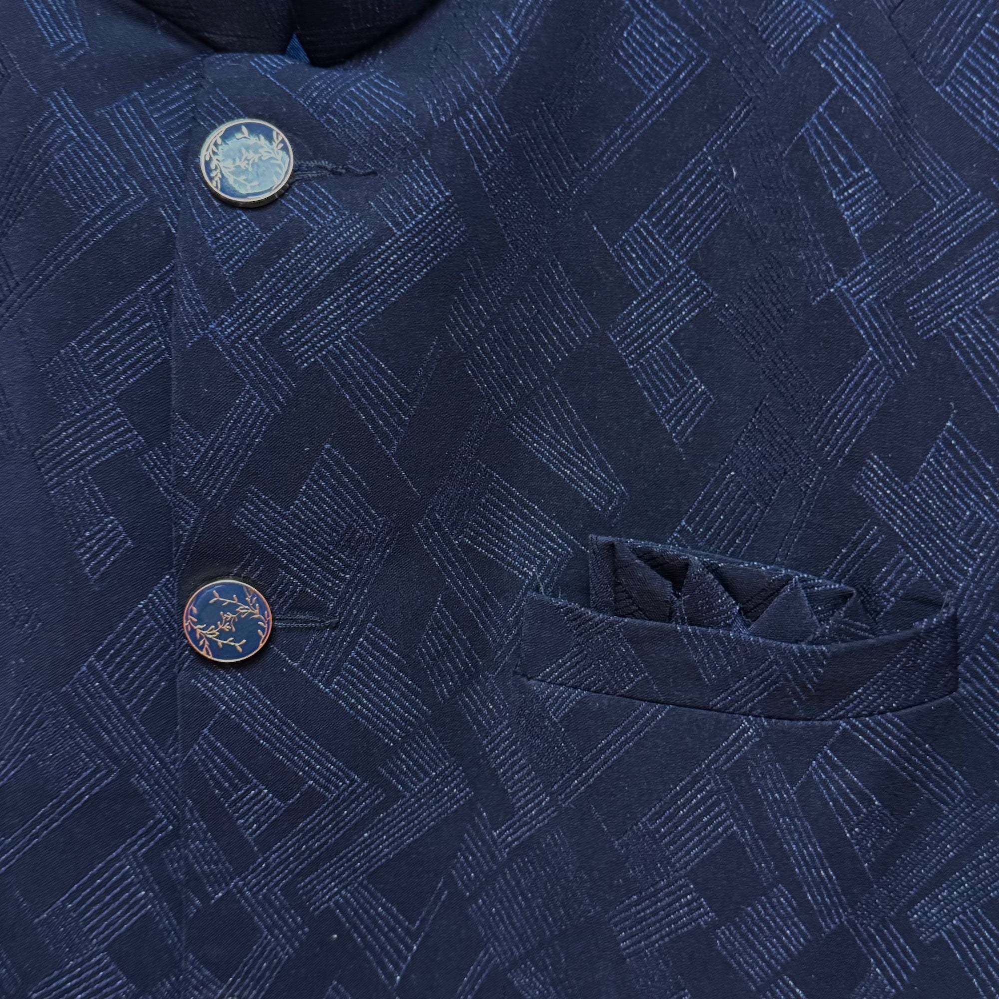 Navy Geometric Jodhpuri Jacket
