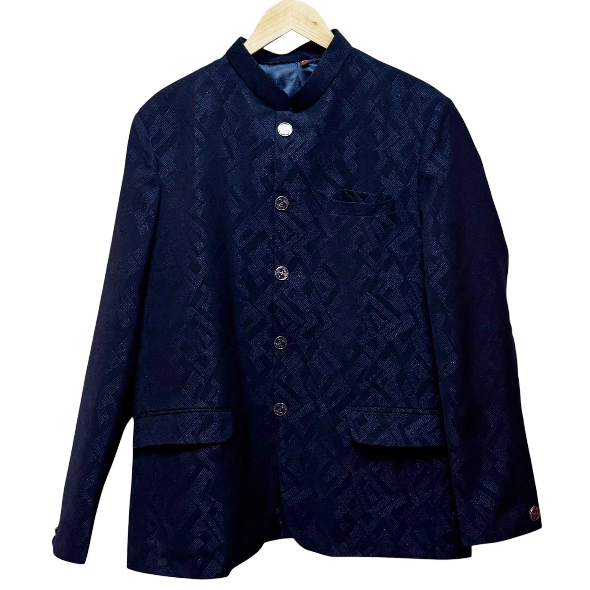 Navy Geometric Jodhpuri Jacket