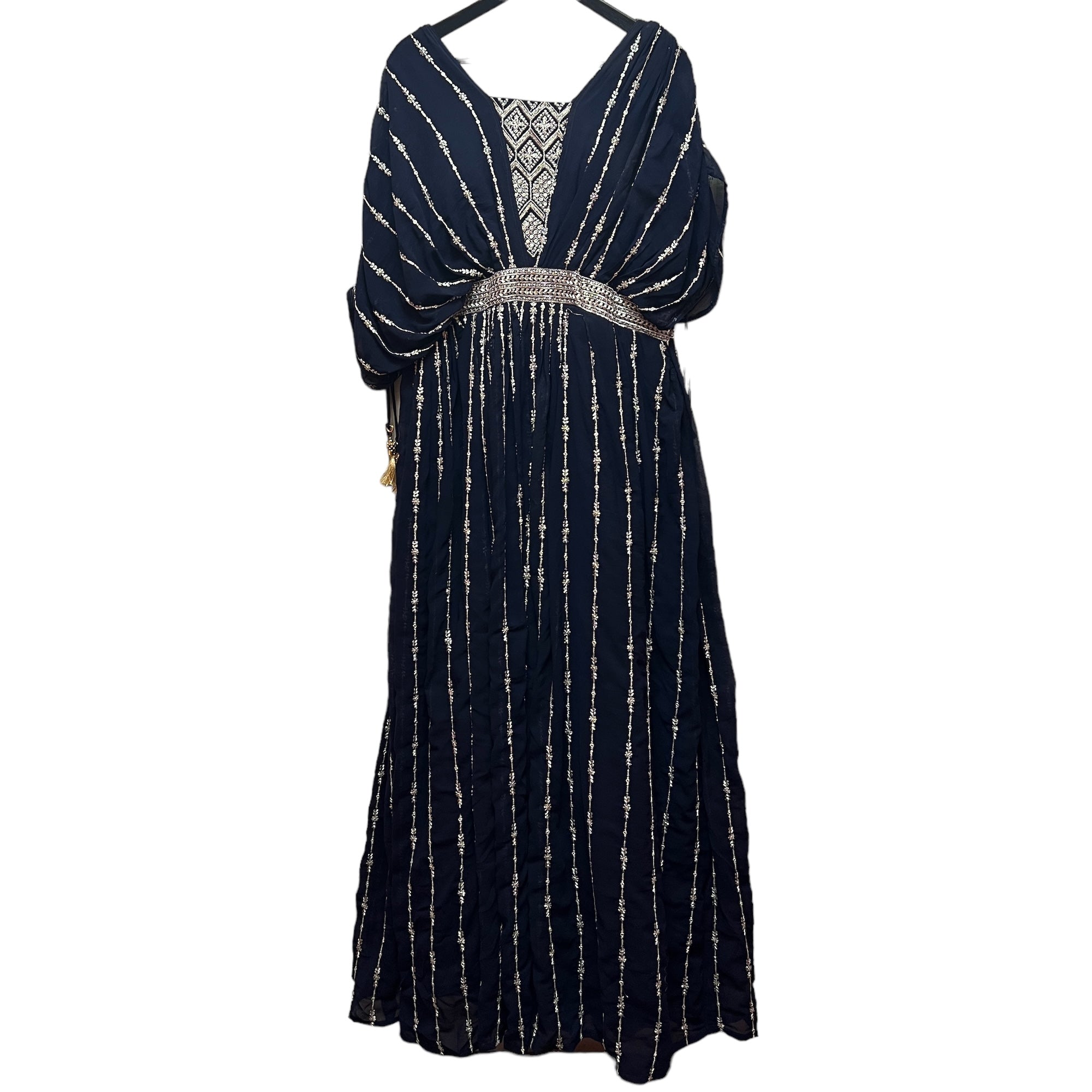 Navy Goddess Gown - Vintage India NYC