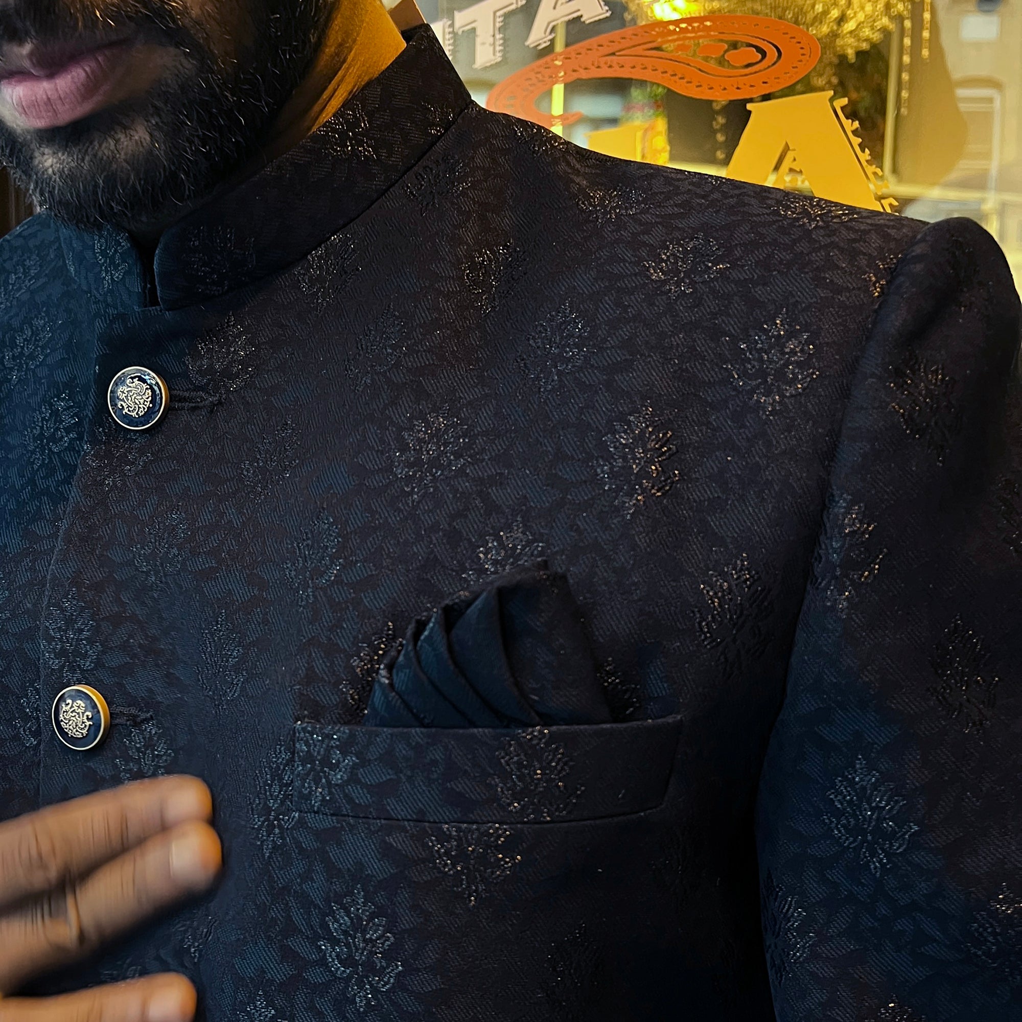 Leaf Motif Jodhpuri Jackets-3 Colors