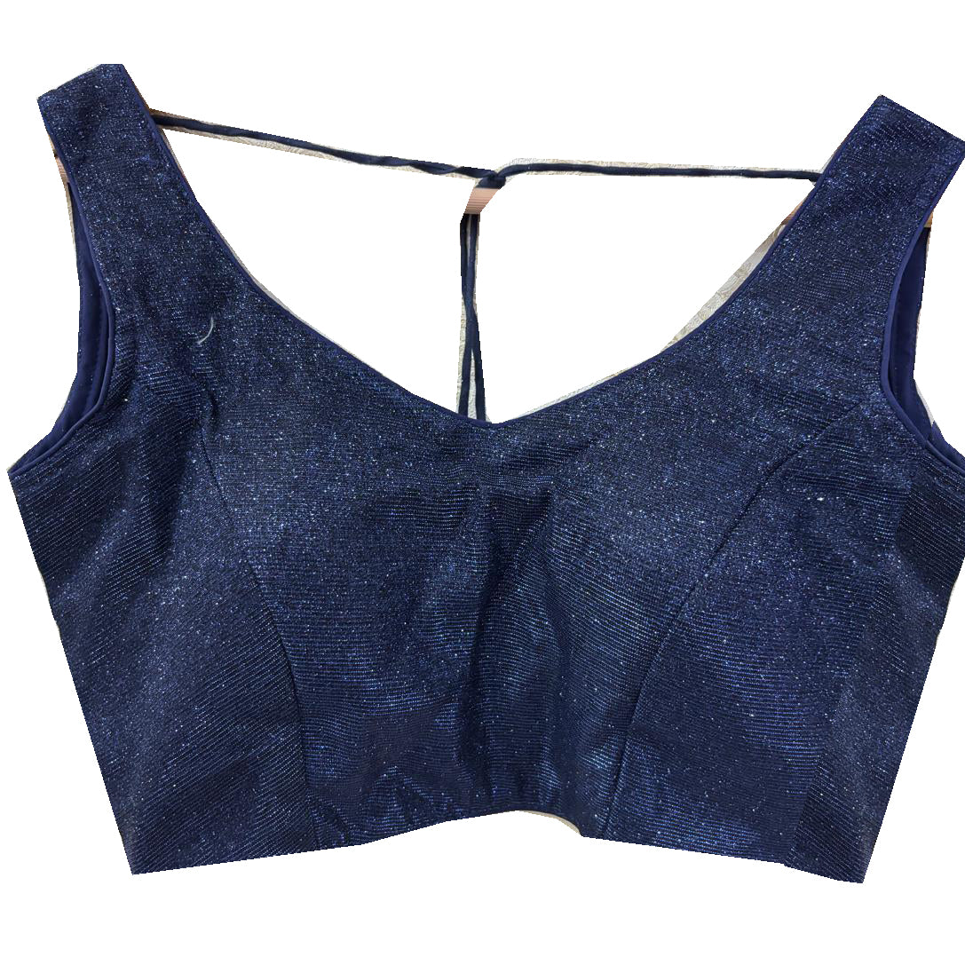 Navy Shimmer Choli Blouse-Size 32