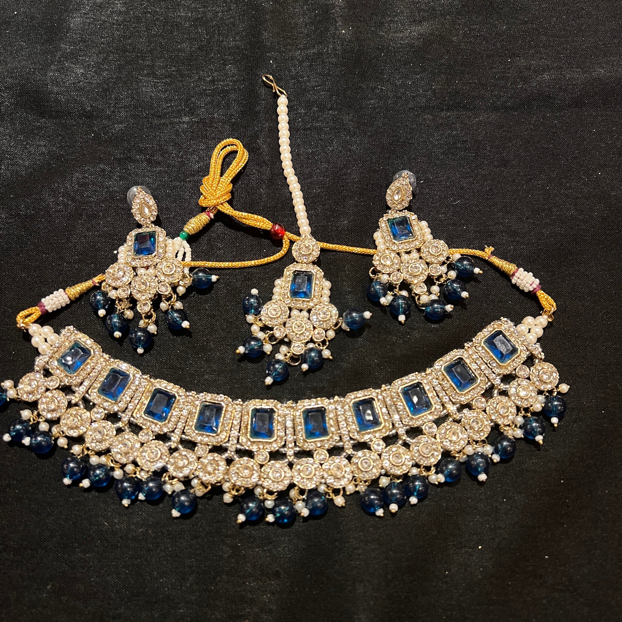 Oblong White Stone Necklace Set-Colors