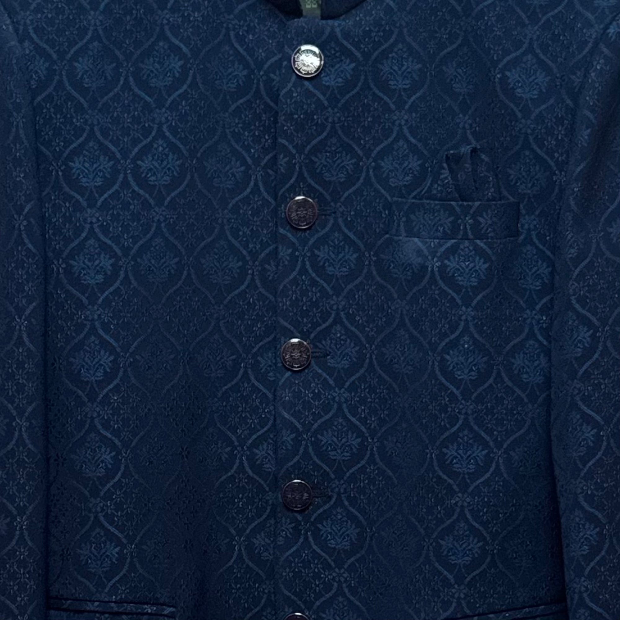 Ocean Ogee Jacquard Jodhpuri Jacket
