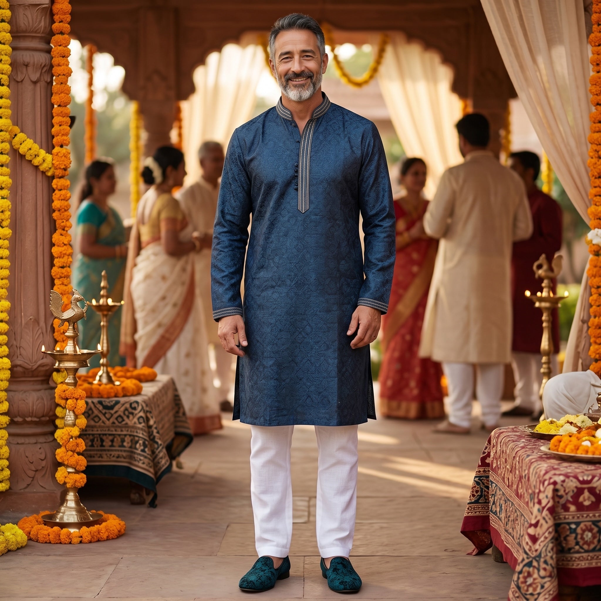 Diamond Buti Jacquard Kurtas-Colors - Vintage India NYC