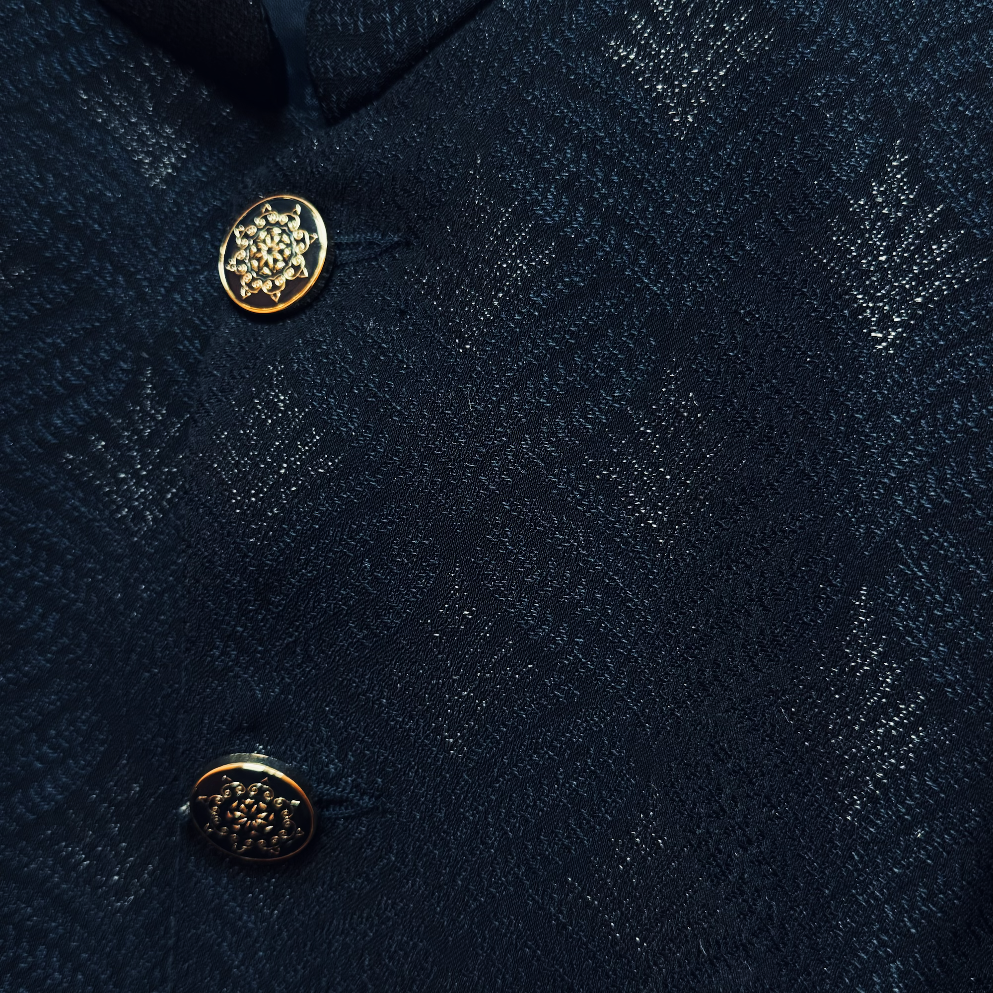 Navy Fern Jacquard Jodhpuri Jacket