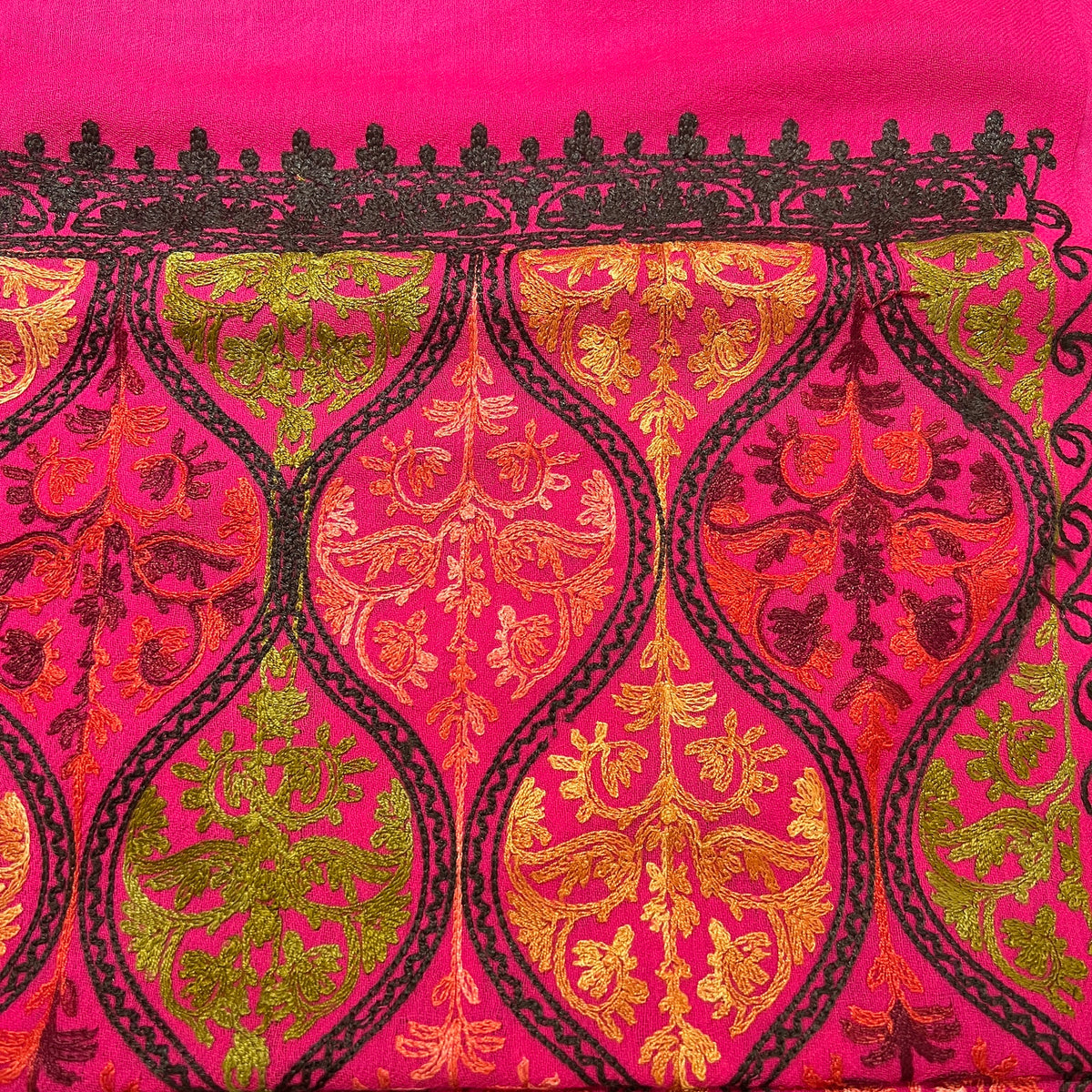 AM Ogee Full Jaal Embroidered Woolen Shawls 4 Colors